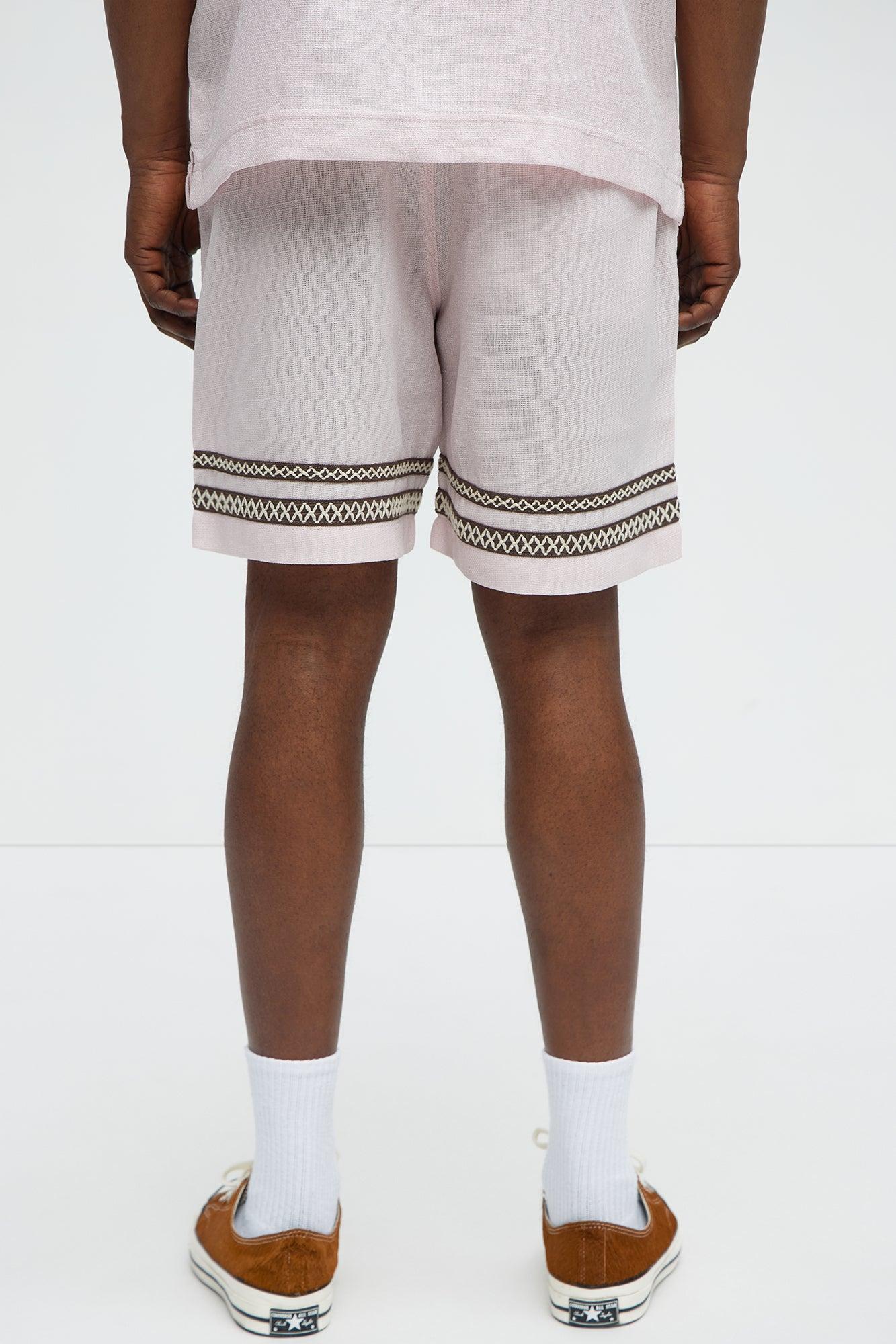 Saint Tropez Beach Club Linen Like Relaxed Short - Pink Male Product Image