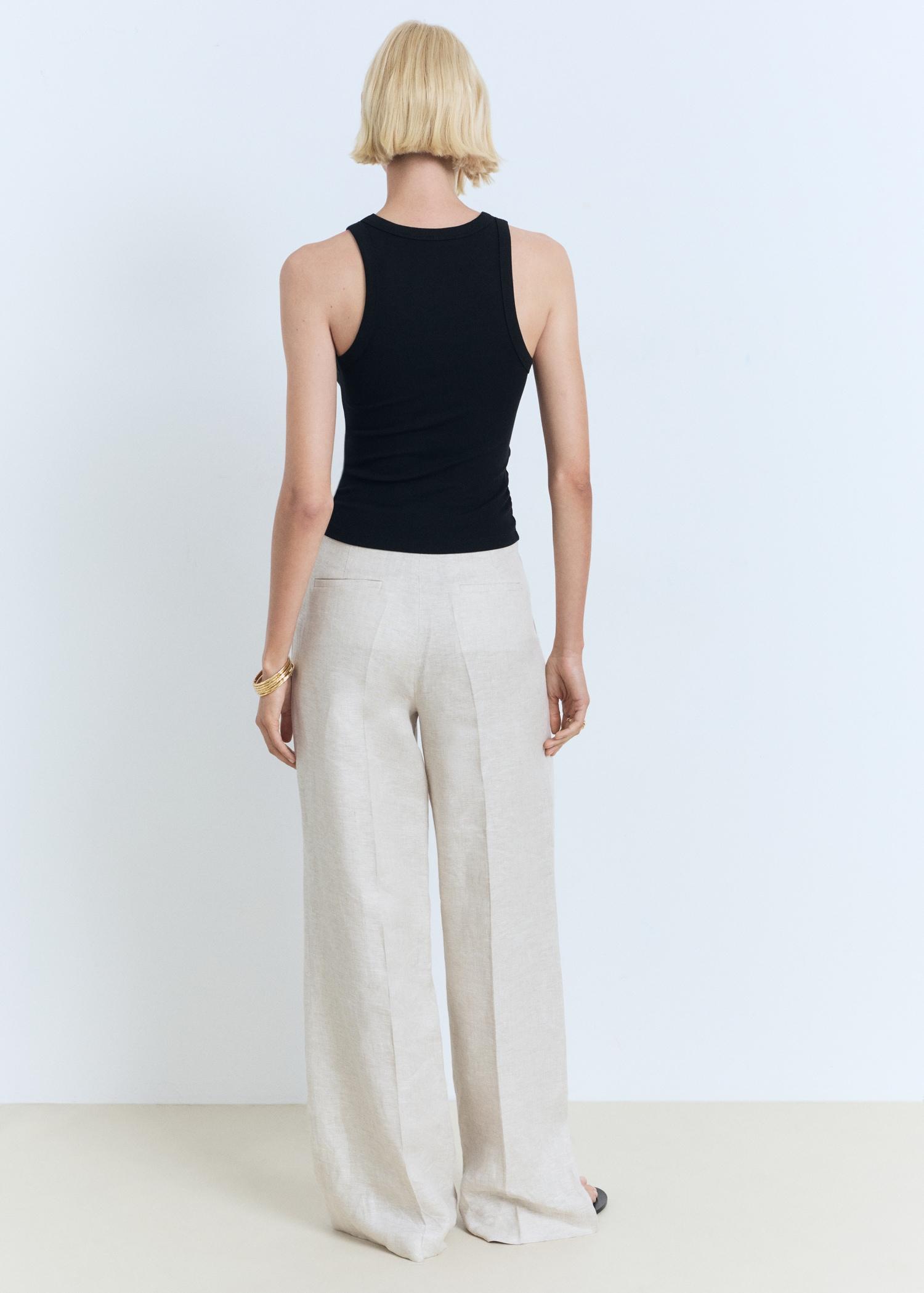 Ribbed cotton-blend top - Women | MANGO USA Product Image