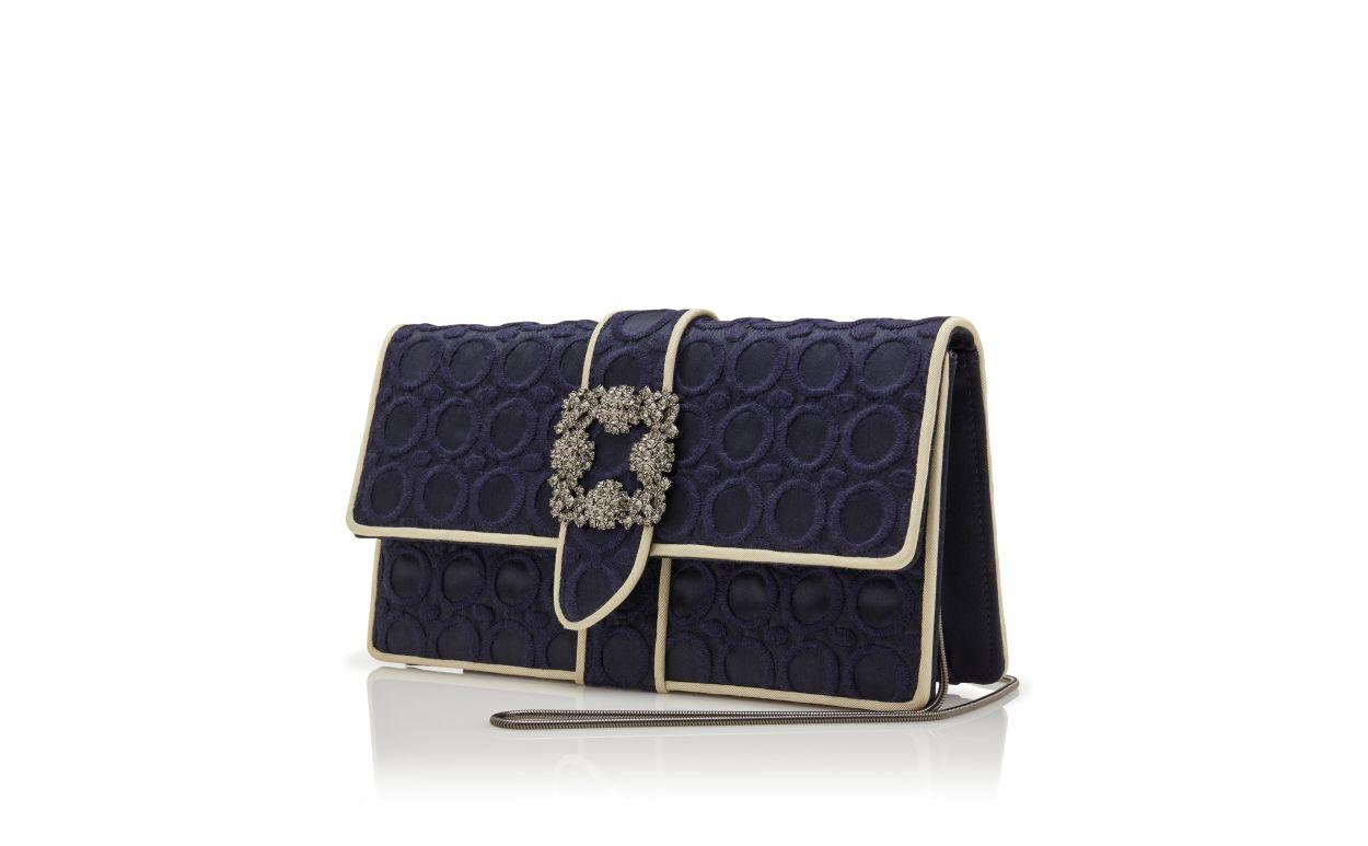 CAPRI Navy Blue Silk Clutch Product Image