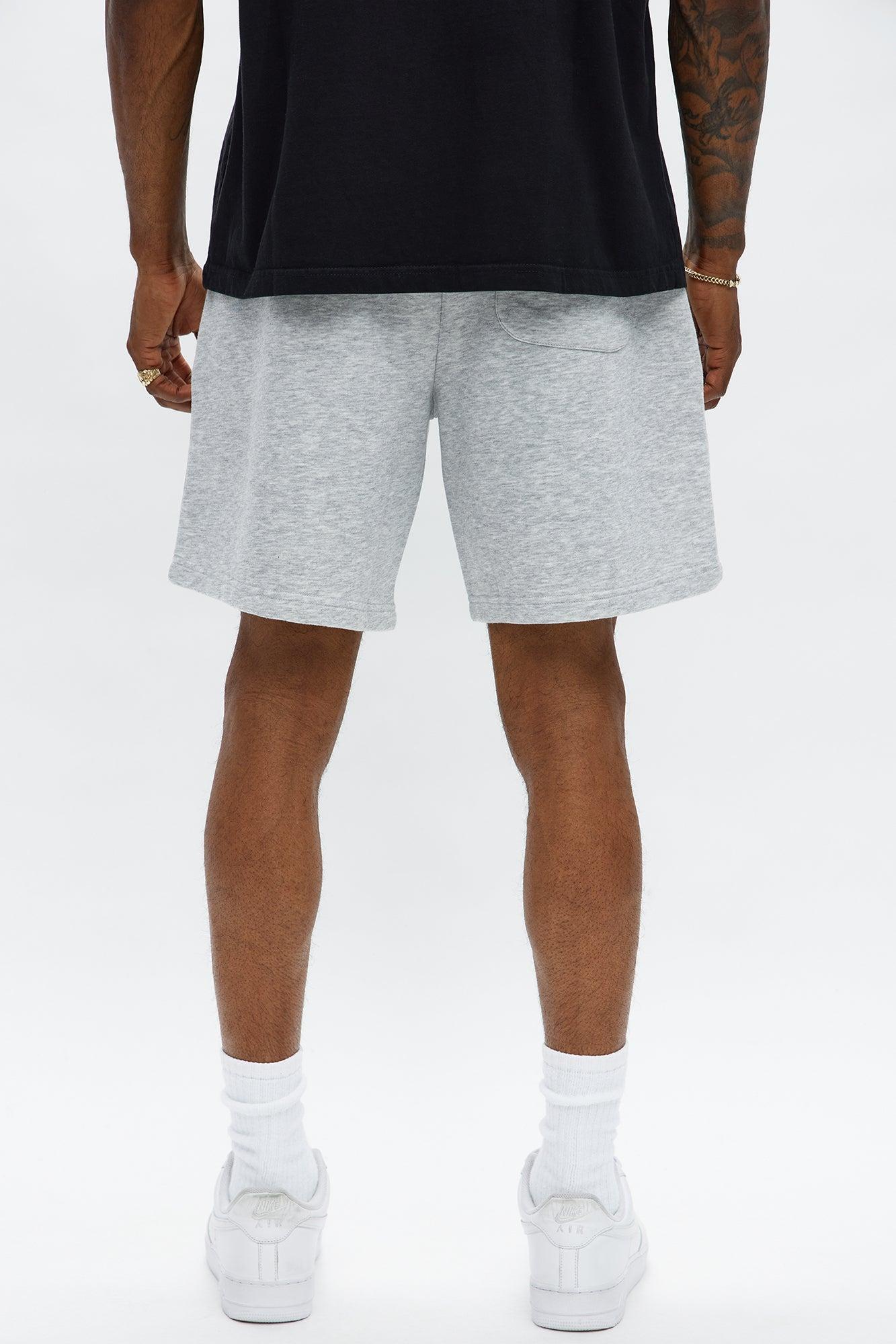 Tyson Relaxed Frayed Patch Sweatshorts - Heather Grey Male Product Image