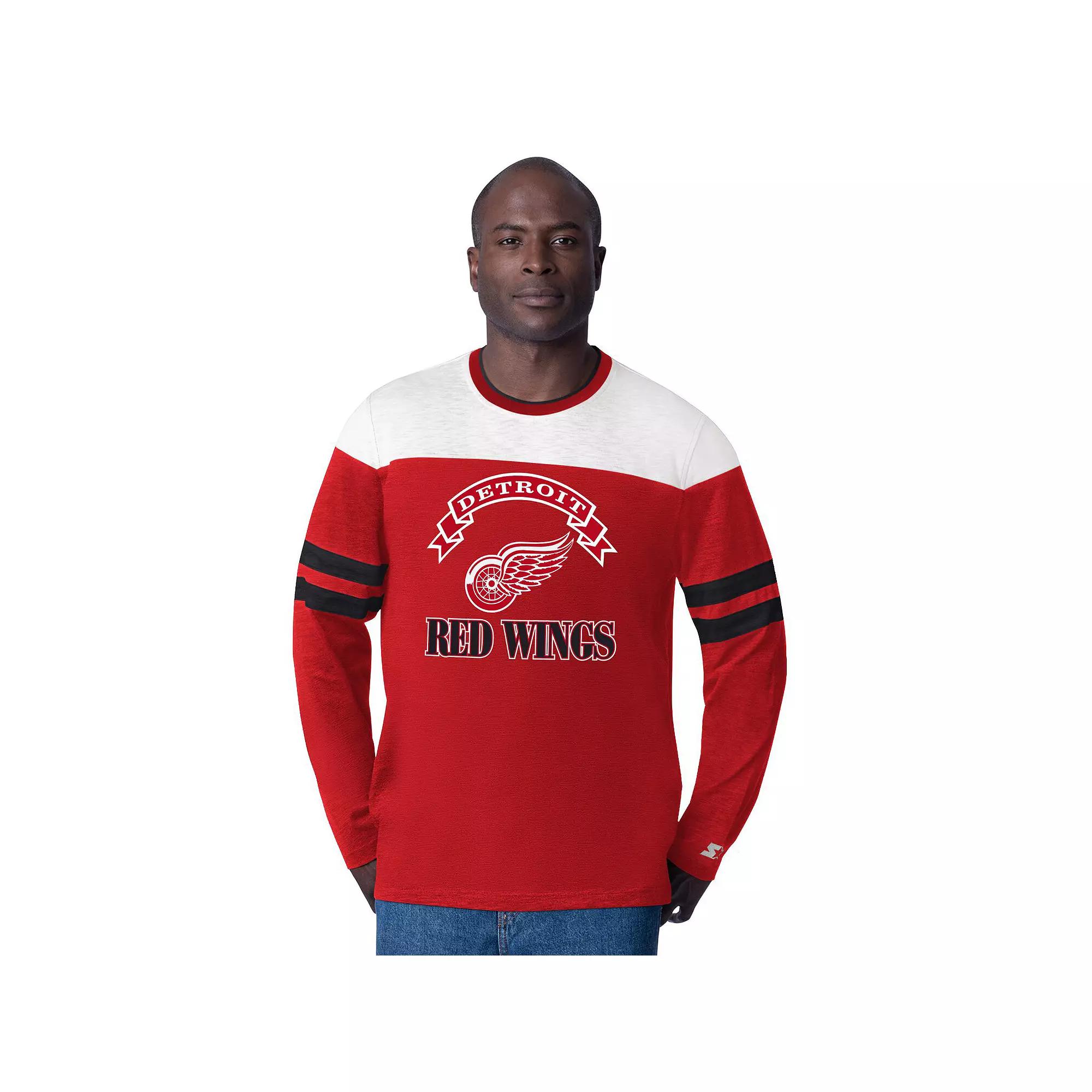 Men's Starter Red Detroit Red Wings Blitz Durene Long Sleeve T-Shirt,  Product Image
