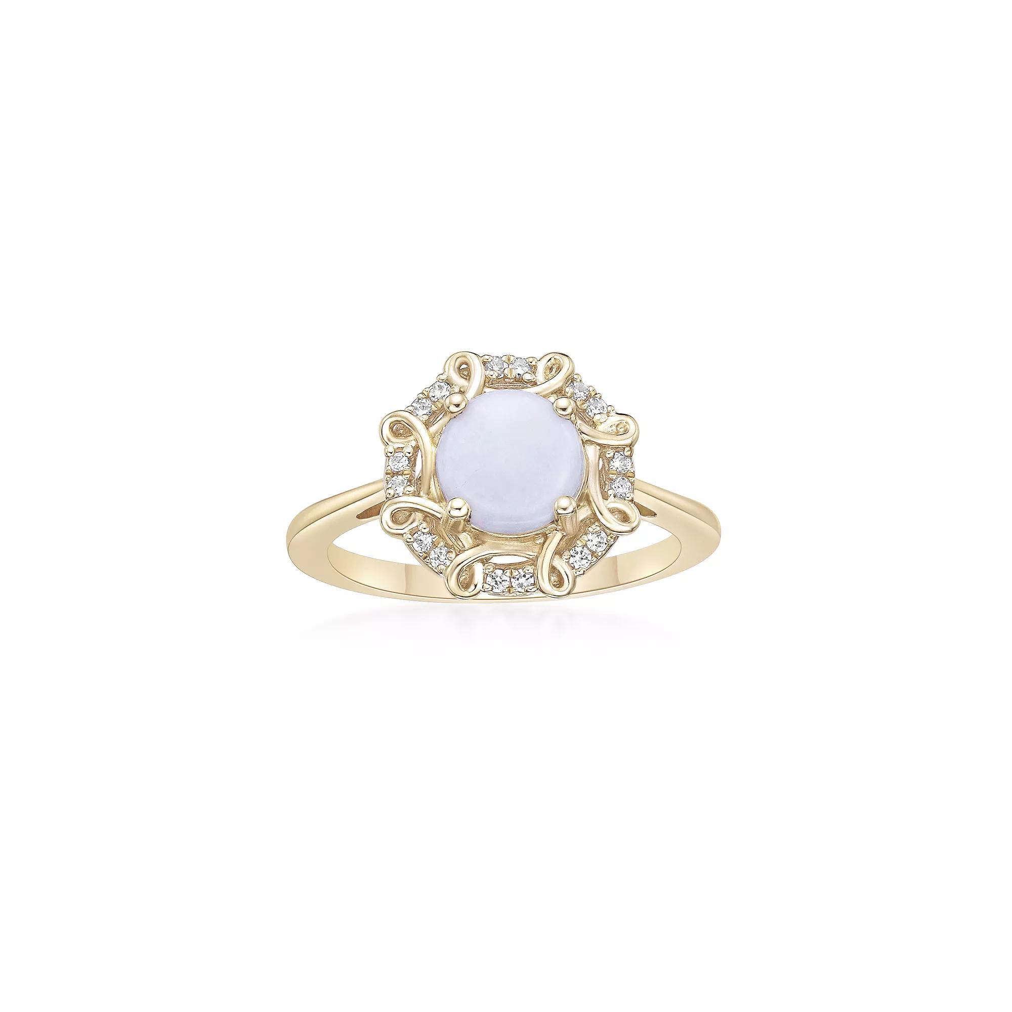 Gemminded 10k Gold Opal & 1/10 Carat T.W. Diamond Ring, Womens Product Image