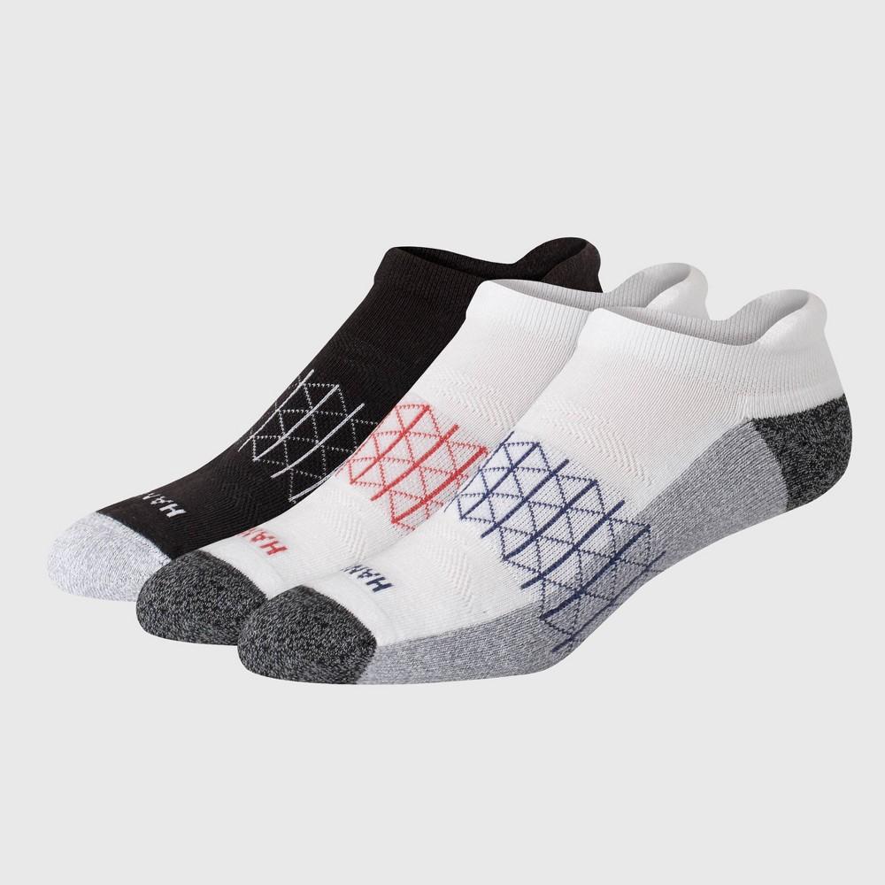 Hanes Men's 3pk Absolute Active Cushioned Heel Shield Socks - White/Black 6-12: Low Cut, Arch Support, Seamless Toe Product Image