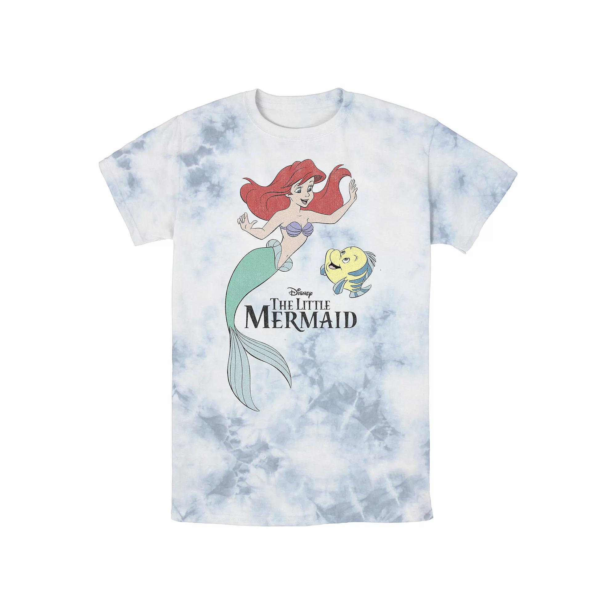 Men's Disney The Little Mermaid Ariel & Flounder Portrait Bomabrd Wash Tee,  Product Image