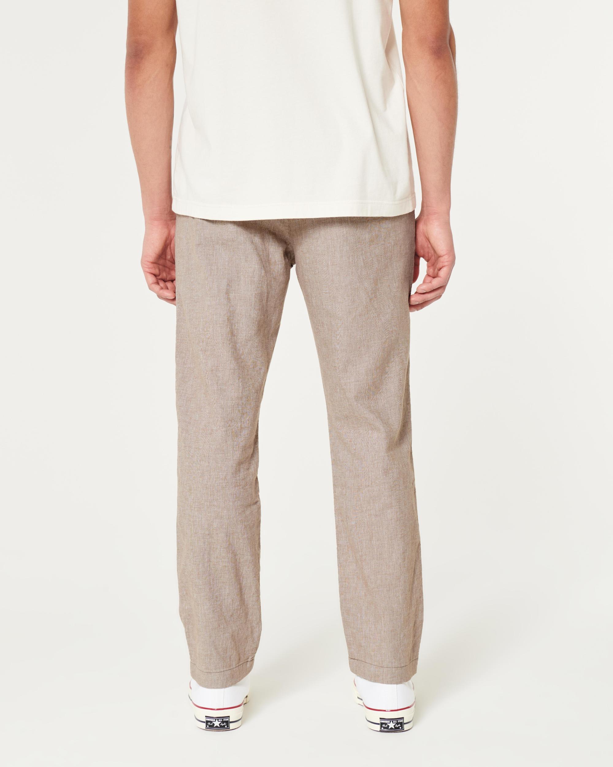 Slim Straight Stretch Linen-Blend Pants Product Image