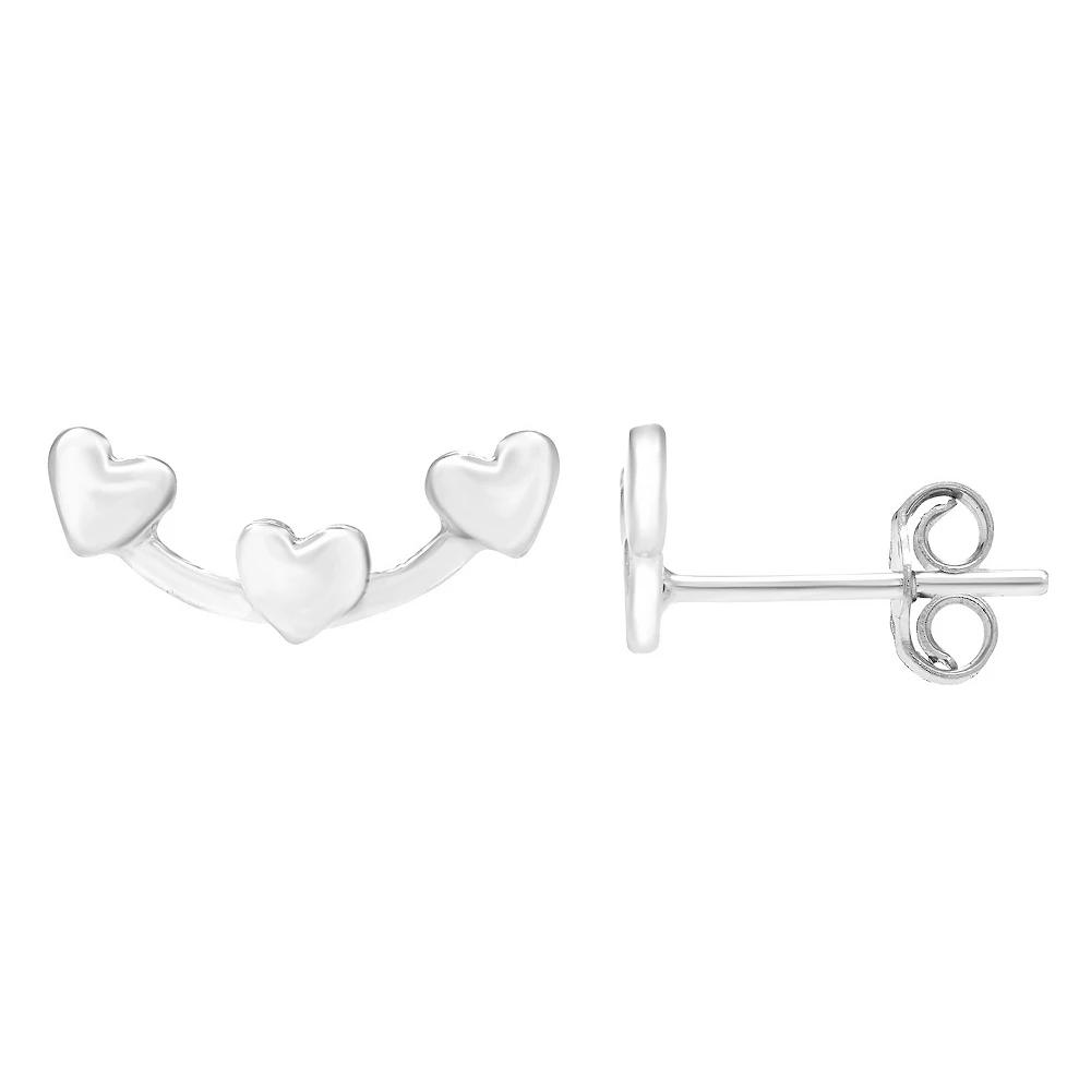 A&M Sterling Silver Triple Heart Earrings, Women's Product Image