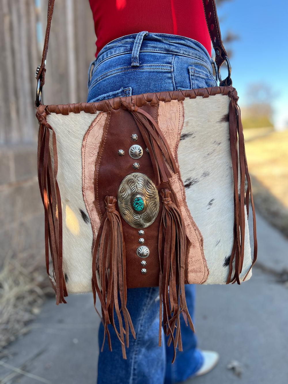 American Darling Raw Leather Hair On Hide Concho Bag Product Image