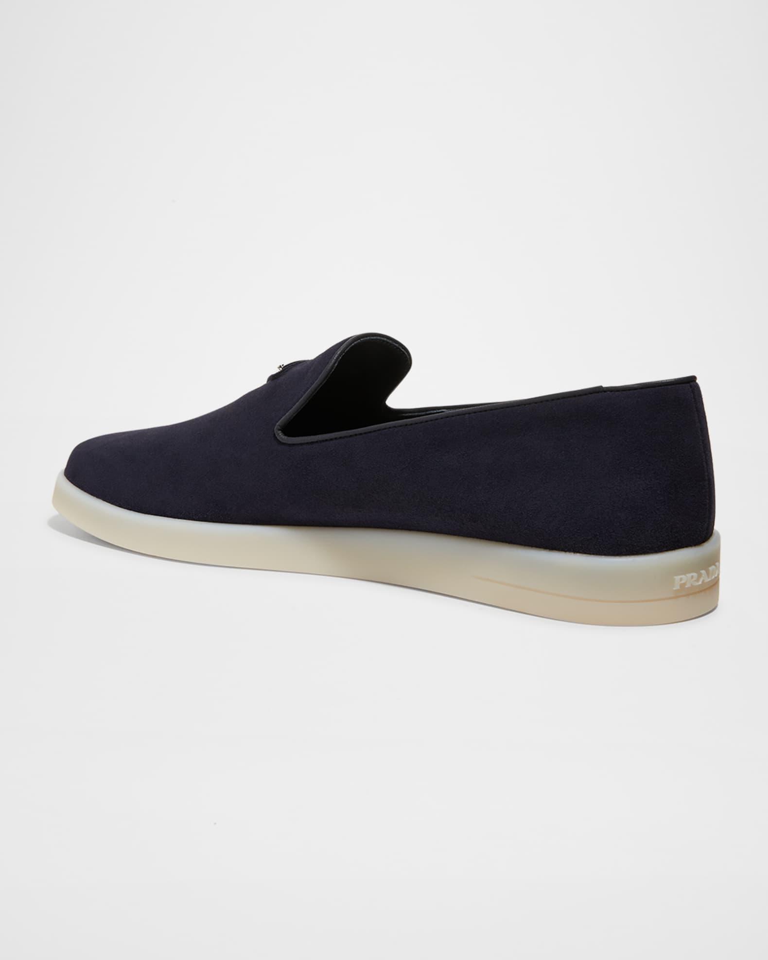Men's Triangle Logo Suede Loafers Product Image
