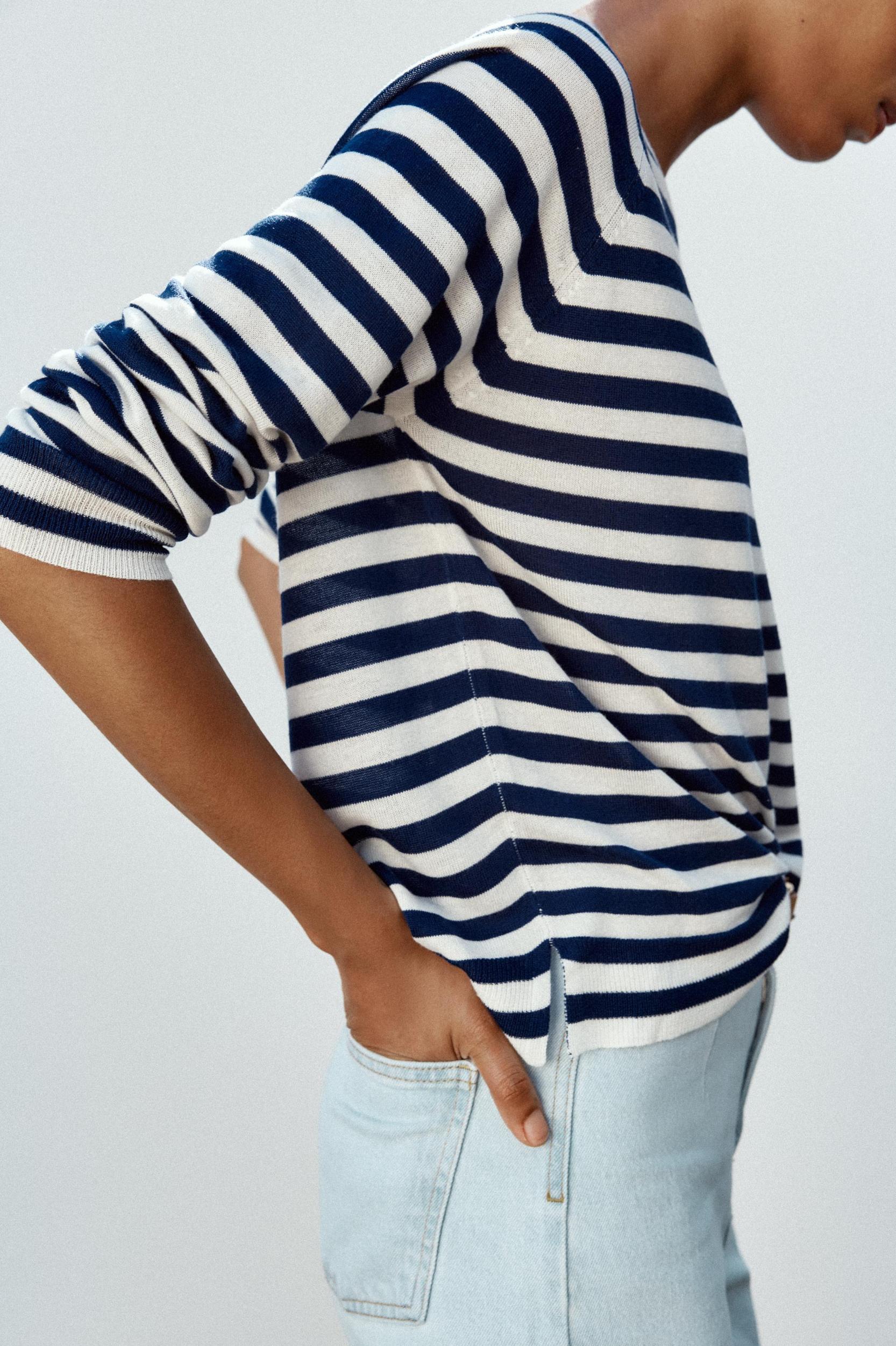 STRIPED FINE KNIT SWEATER Product Image