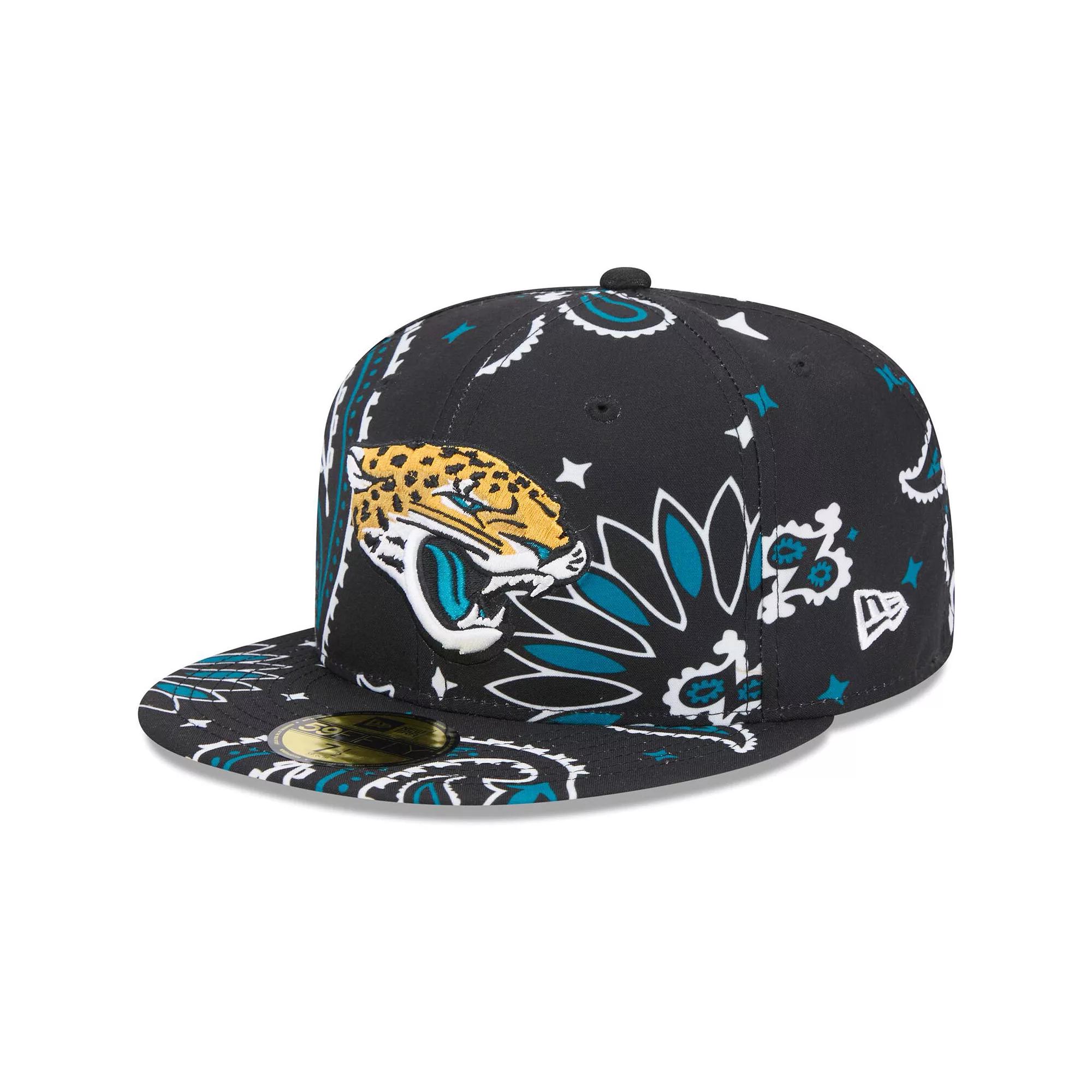 Men's New Era Black Jacksonville Jaguars Paisley 59FIFTY Fitted Hat, Size: 7 1/4 Product Image