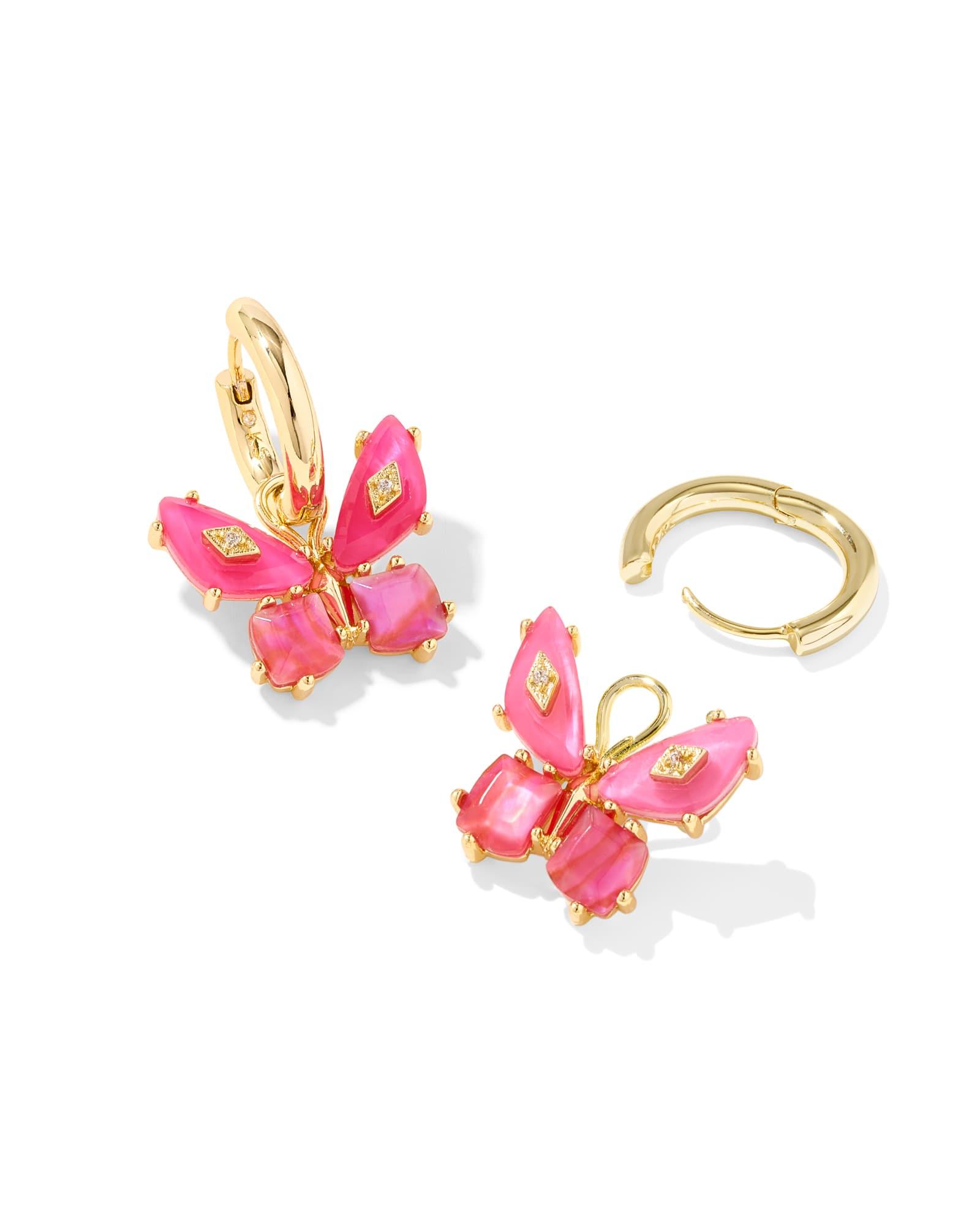Bianca Butterfly Gold Huggie Earrings Product Image
