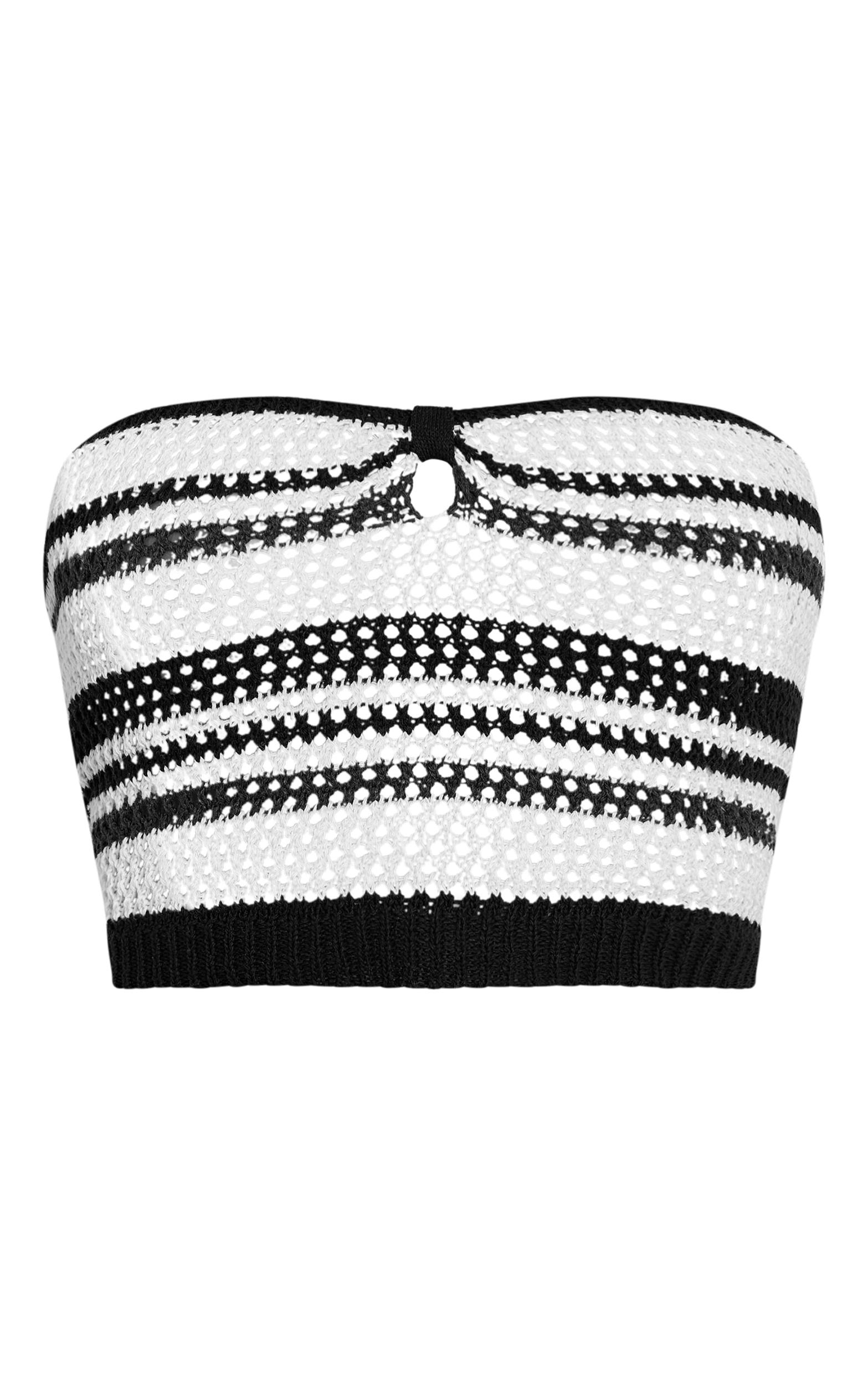 Chocolate Bandeau Stripe Crochet Top Product Image