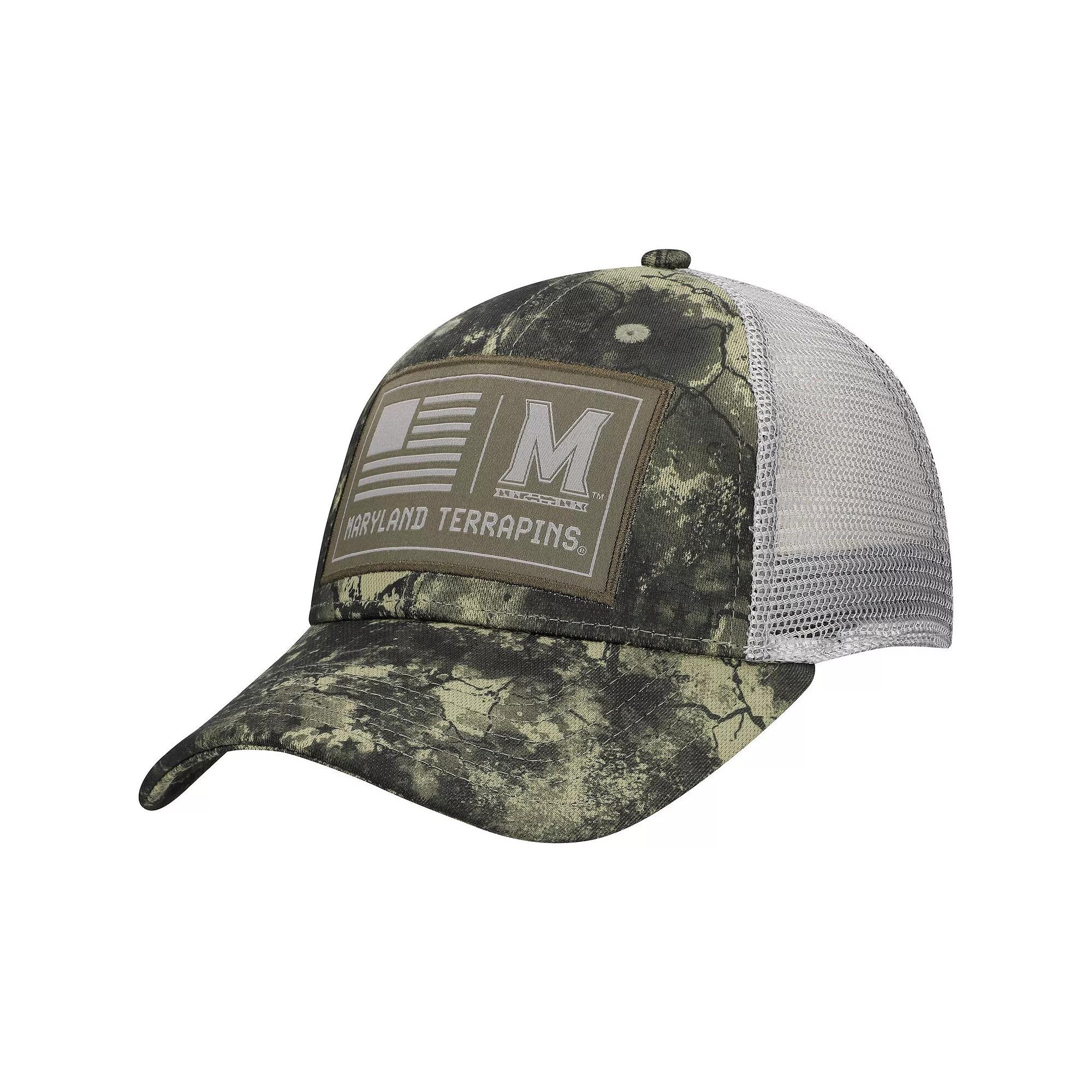 Men's Under Armour Camo Maryland Terrapins Freedom Collection Blitzing Performance Trucker Hat, Green Product Image