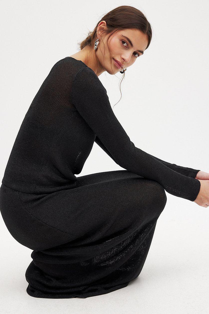 Metallic Knitted Maxi Skirt Product Image