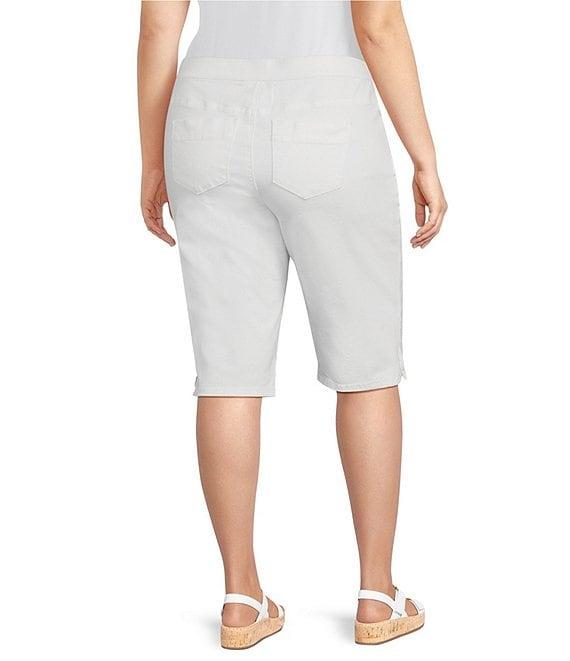 Intro Plus Size Rivet Trim Flower Skimmer Denim Pull-On Shorts Product Image