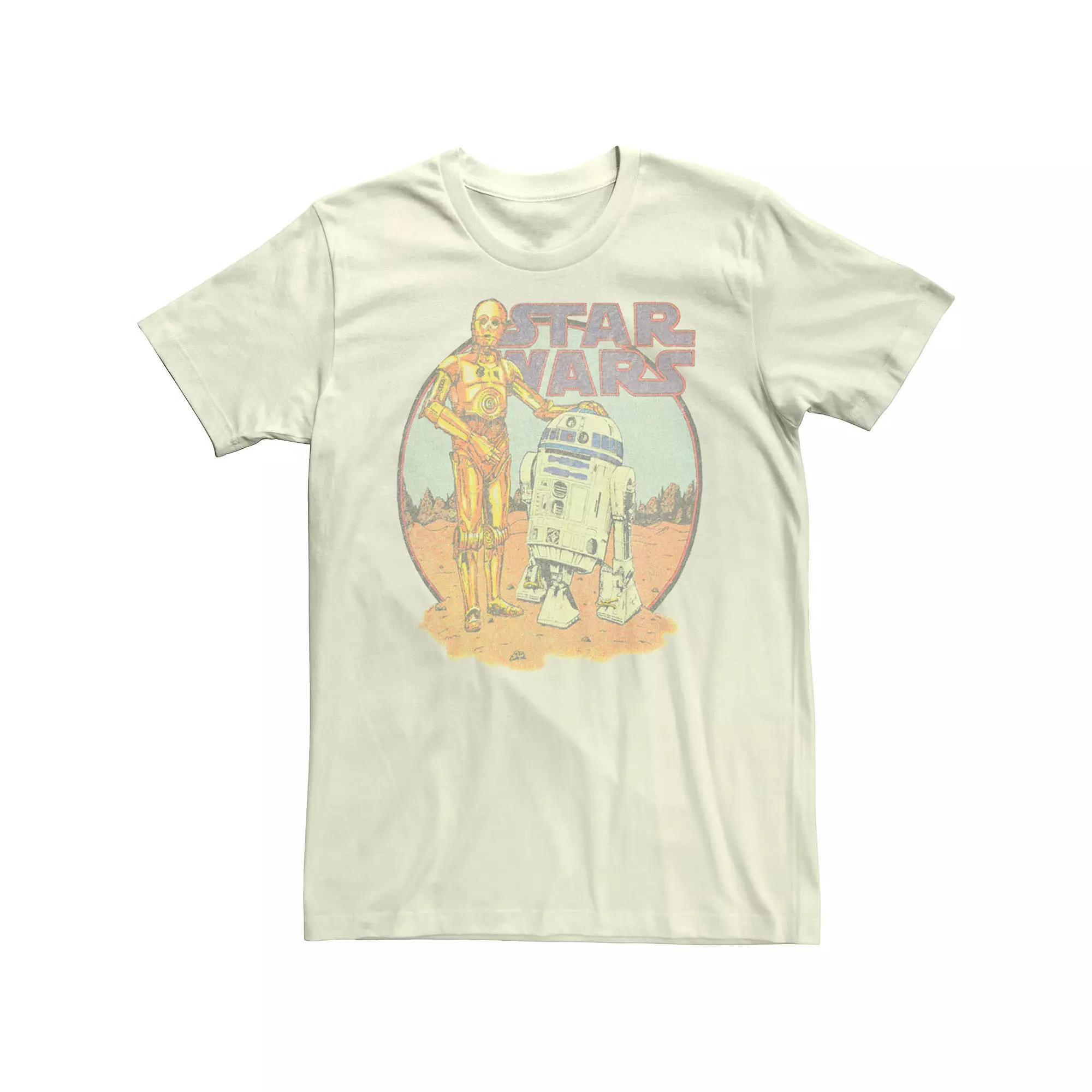 Men's Star Wars R2-D2 & C-3PO Distressed Portrait Tee, Size: 3XL, Natural Product Image