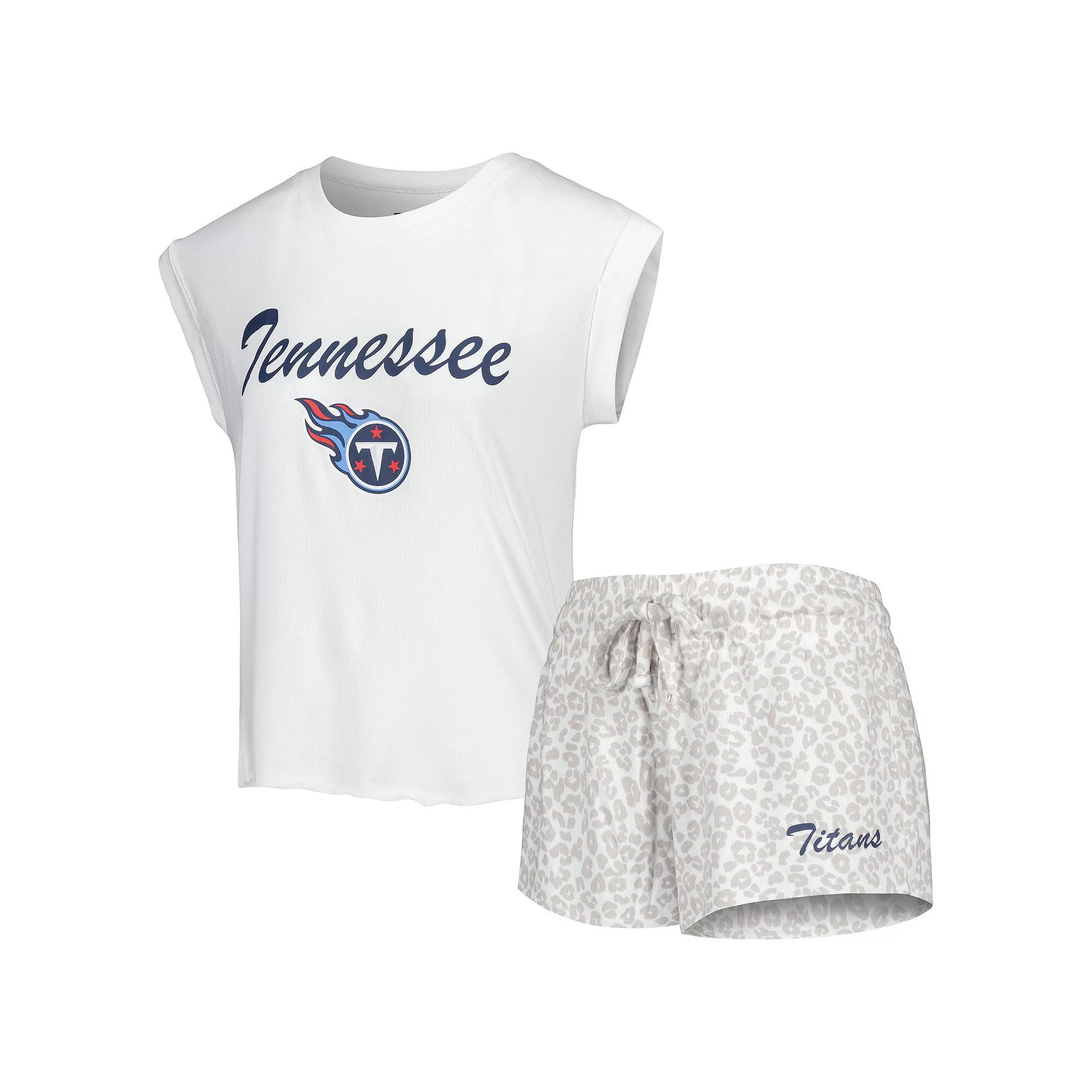 Women's Concepts Sport White/Cream Tennessee Titans Montana Knit T-Shirt & Shorts Sleep Set,  Product Image