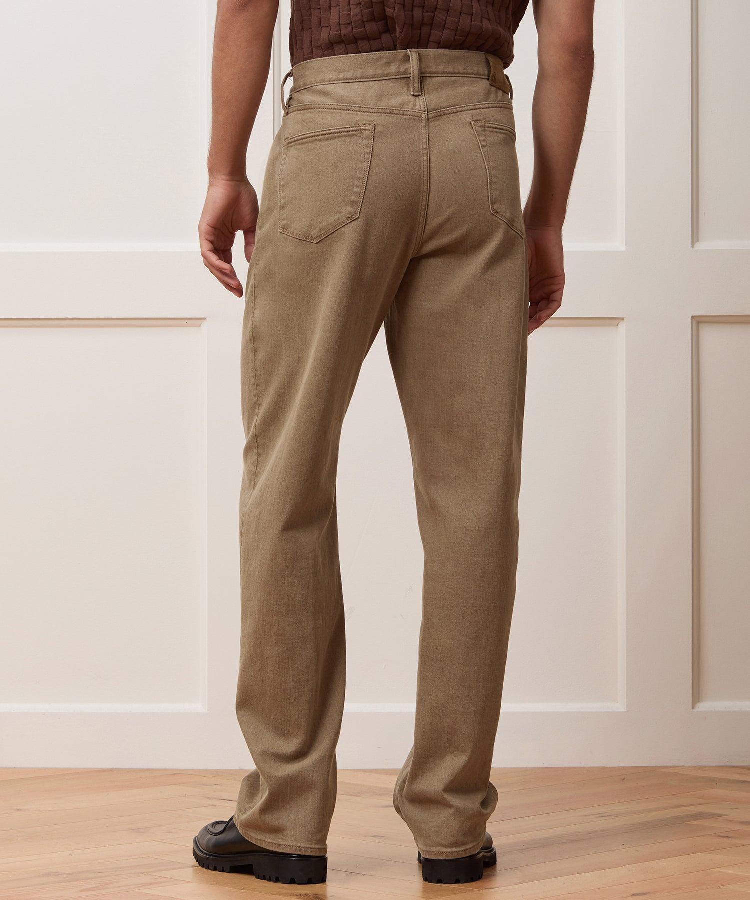 Relaxed 5-Pocket Pleated Jean in Light Brown Product Image