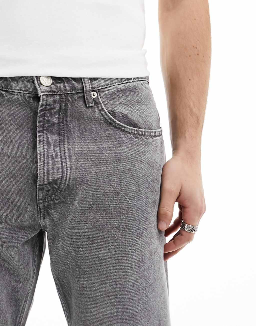 ONLY & SONS edge straight fit jeans in washed gray Product Image