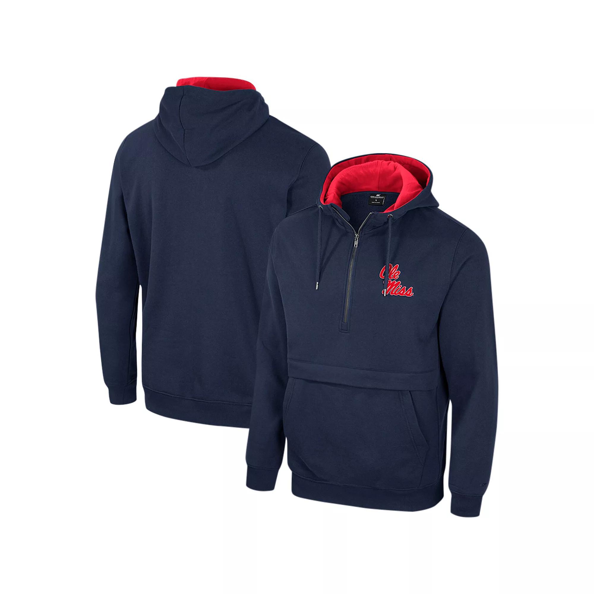 Men's Colosseum Navy Ole Miss Rebels Half-Zip Hoodie,  Product Image