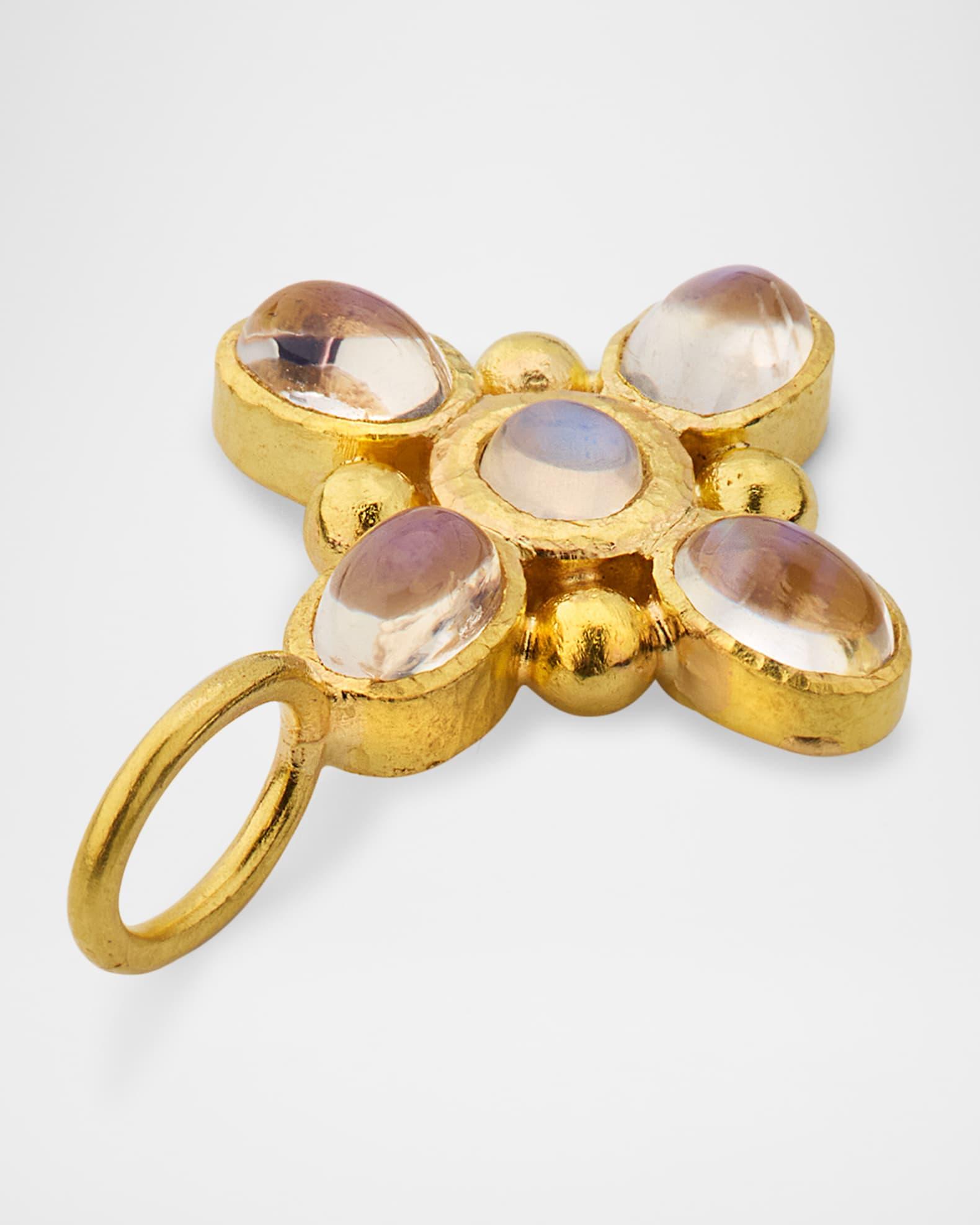 19K Moonstone Clover Pendant Product Image