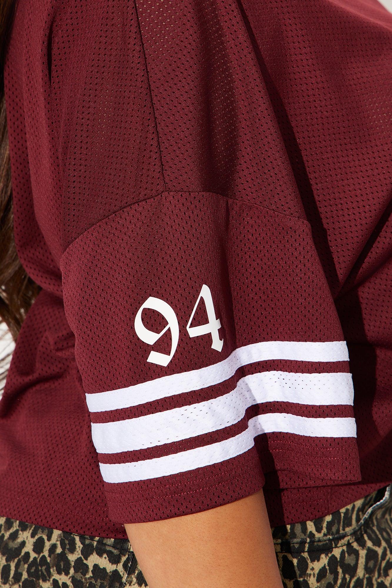 Brooklyn Cropped Jersey Tee - Burgundy Product Image