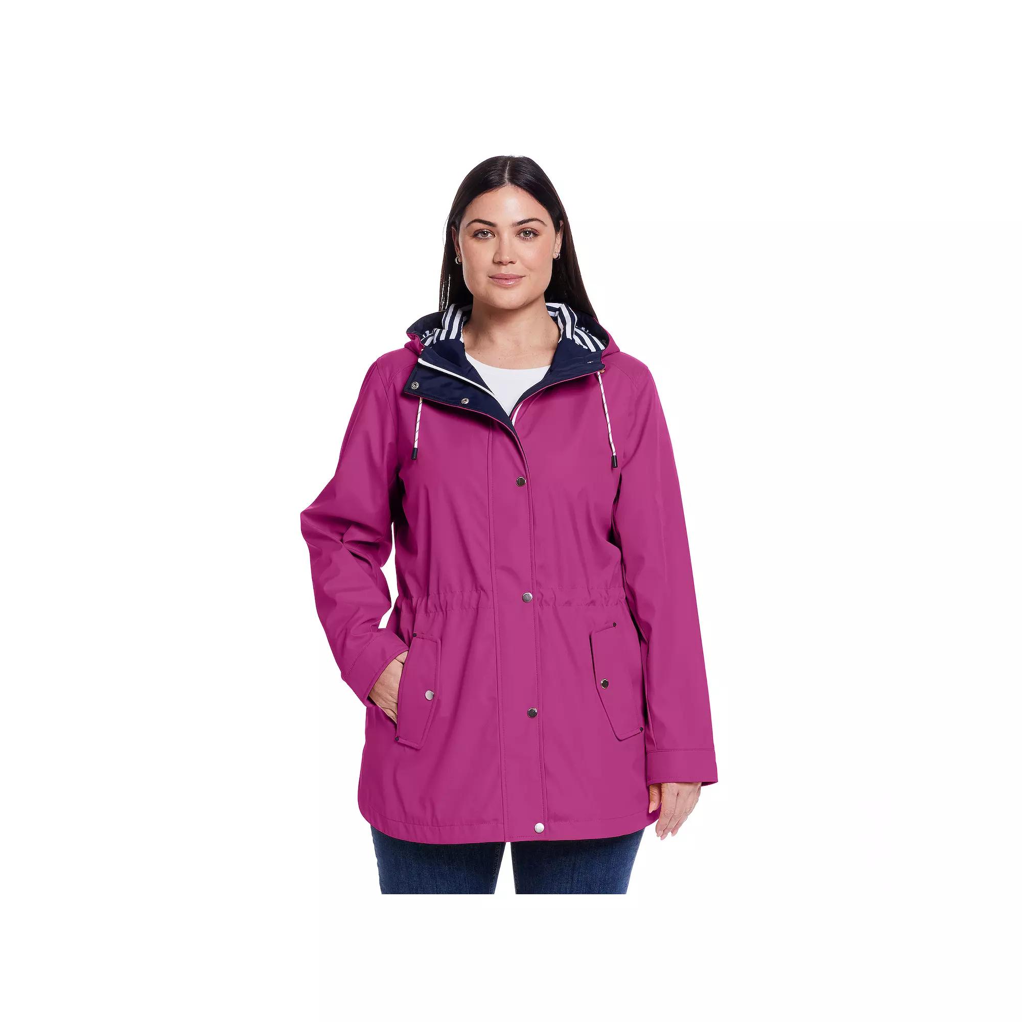 Plus Size Weathercast Hooded Nautical Anorak Jacket, Women's, Size: 1XL, Blue Product Image