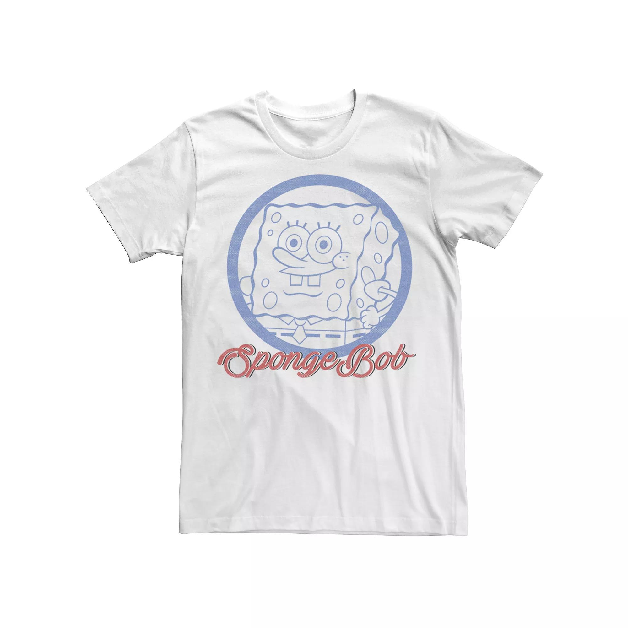 Men's Nickelodeon SpongeBob SquarePants Line Art Cursive Logo Portrait Graphic Tee,  Product Image