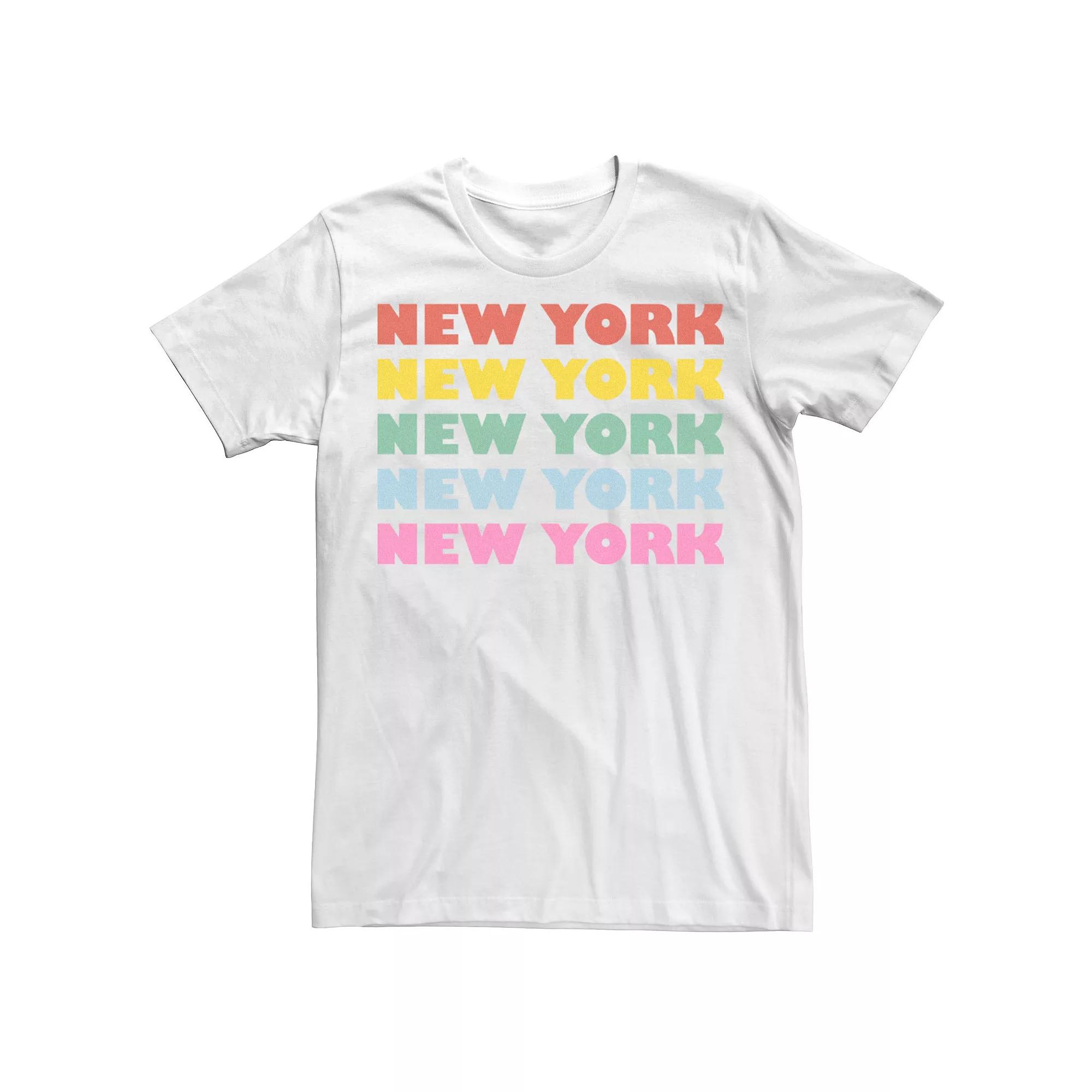 Men's New York Solid Multicolor Stacked Design Tee,  Product Image