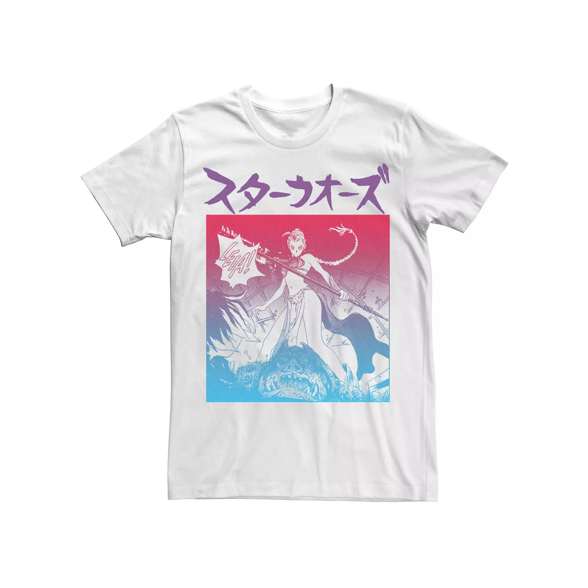 Men's Star Wars Princess Leia Anime Style Portrait Tee, Size: Medium, White Product Image