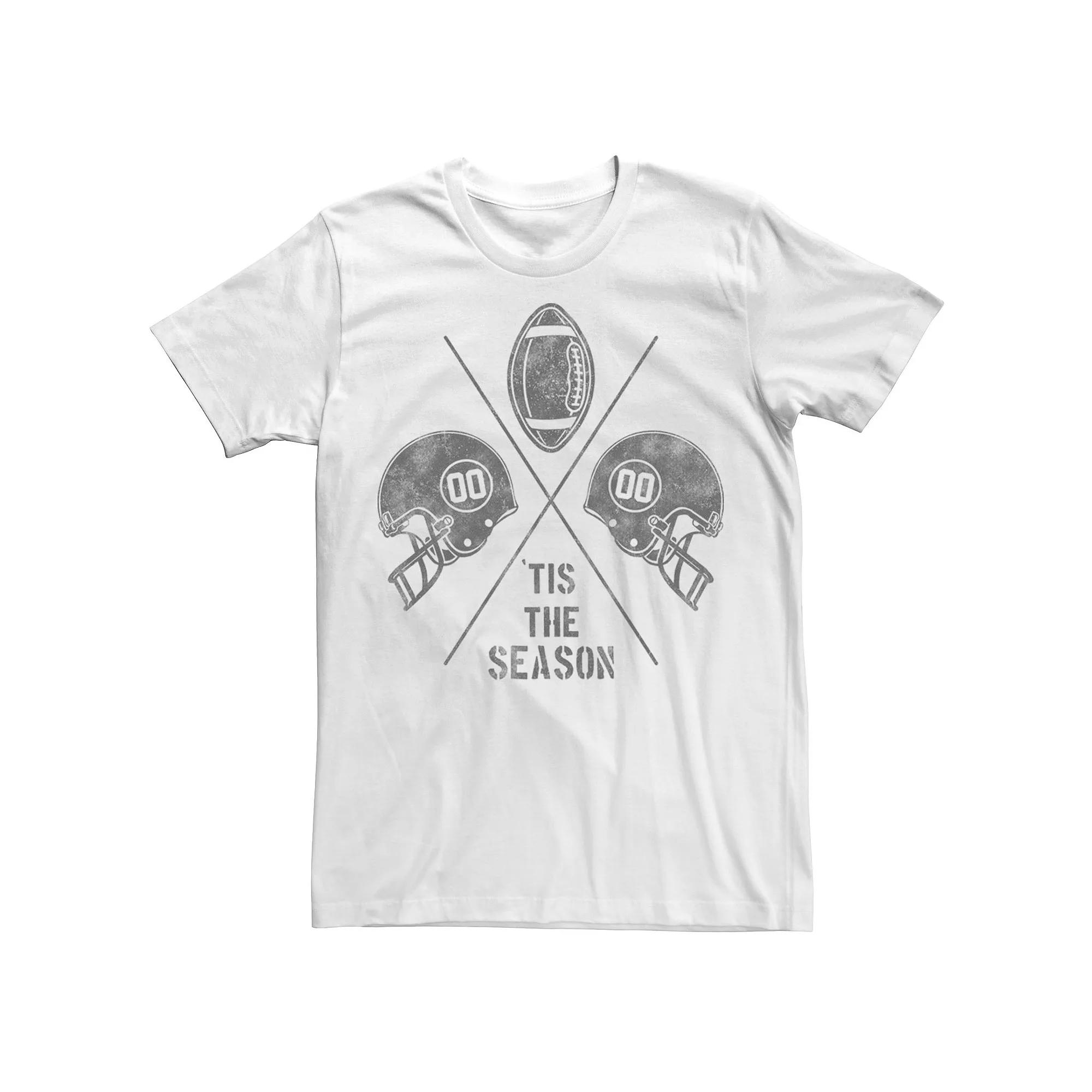 Men's Tis The Season Distressed Football Icons Tee,  Product Image