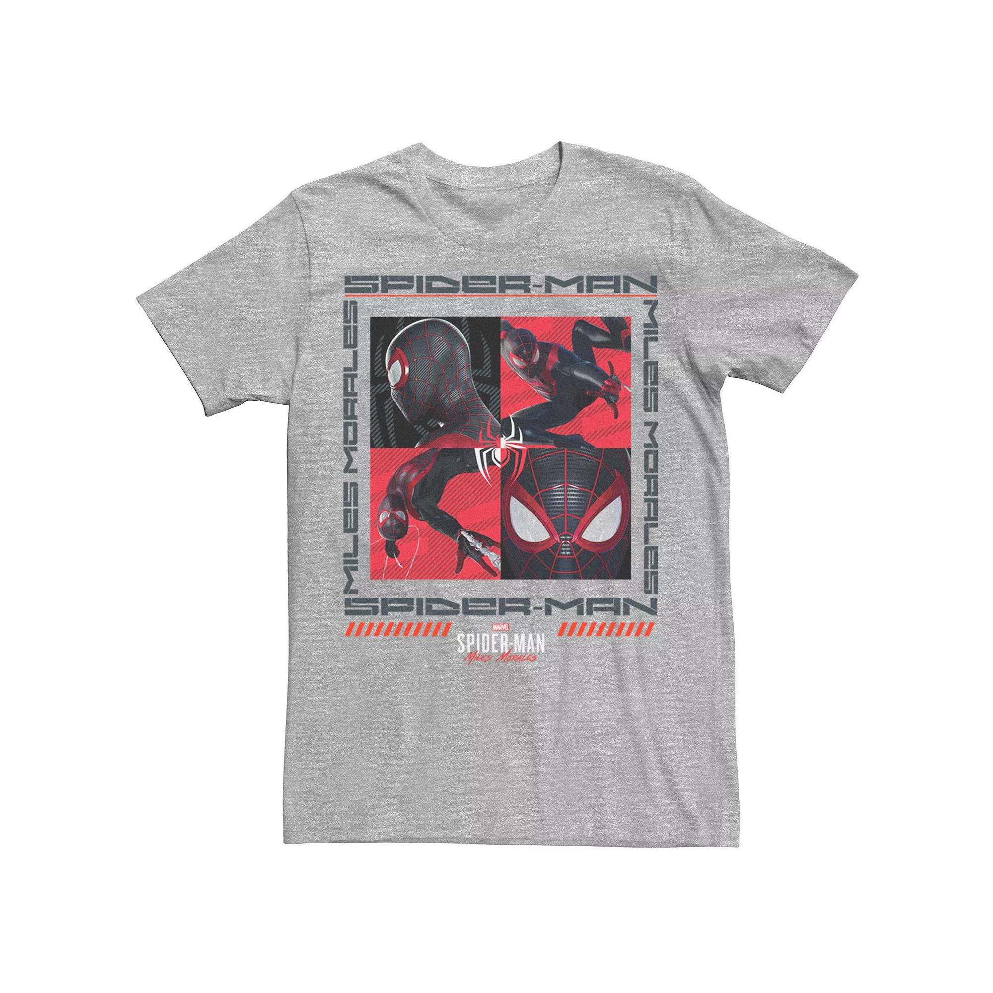 Men's Marvel Spider-Man Miles Morales Box Up Tee, Size: Medium, Athletic Grey Product Image