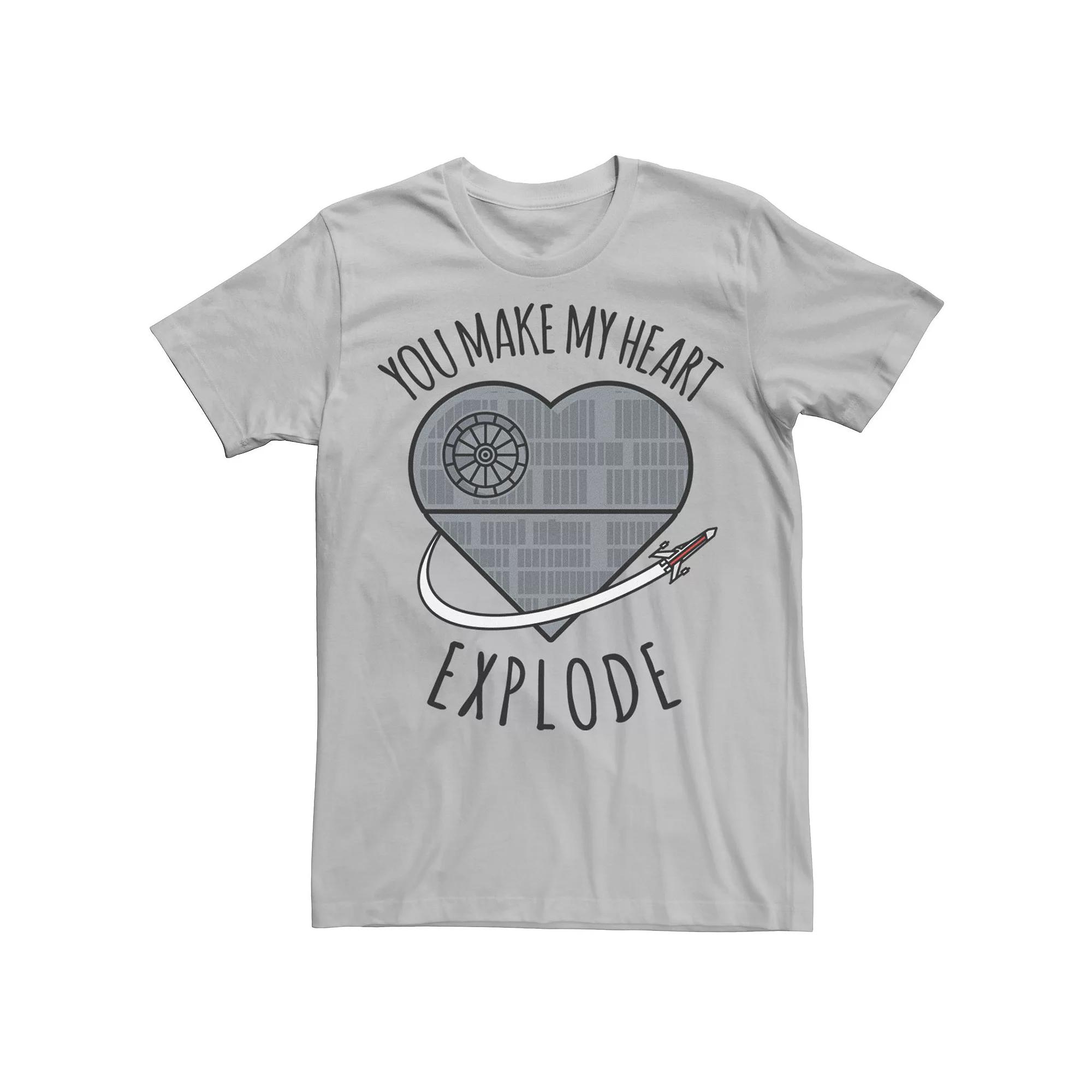 Men's Star Wars Valentine's Day "You Make My Heart Explode" Tee, Size: XXL, Silver Product Image