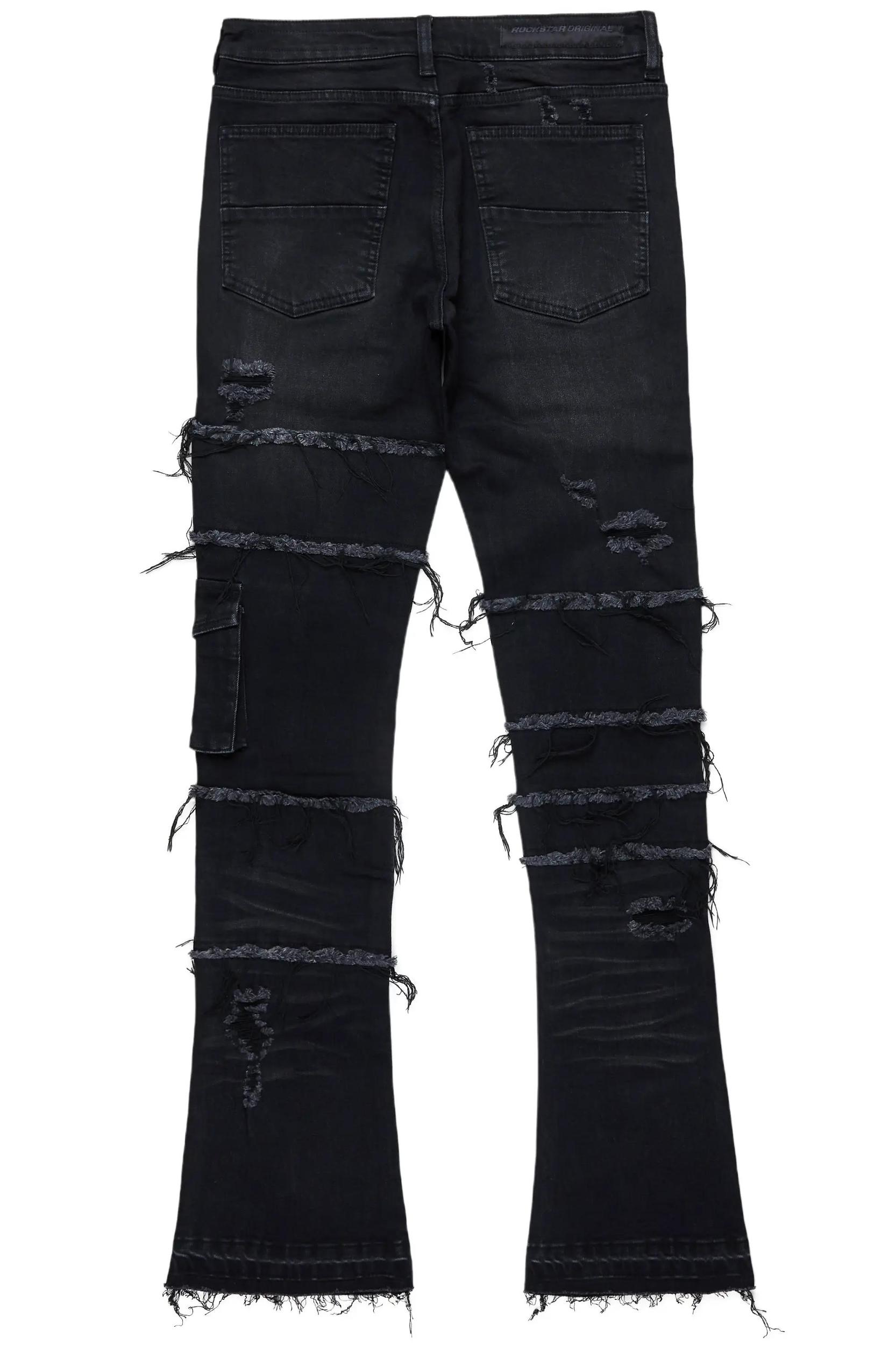 Folant Black Stacked Cargo Flare Jean Male Product Image