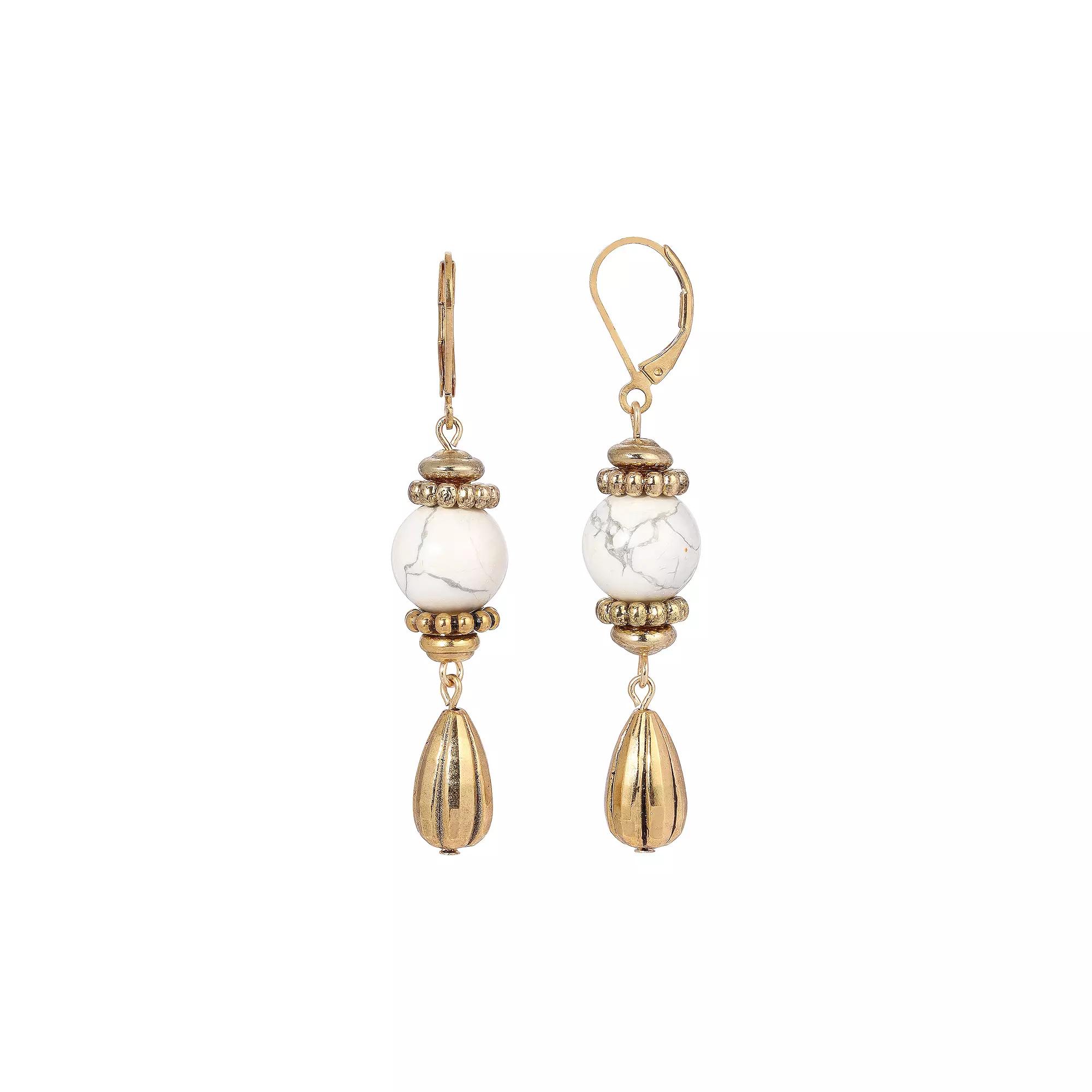 1928 Gold-Tone Semi-Precious Drop Earrings, Women's, Yellow Product Image