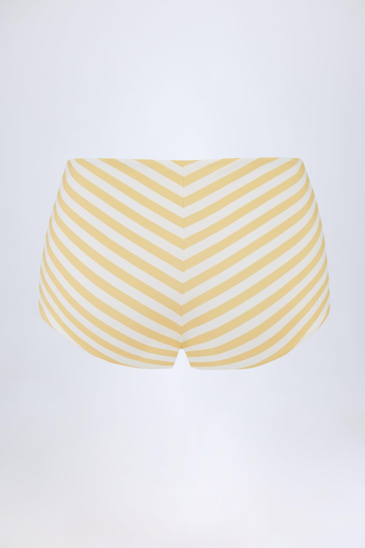 Mid-Rise Hot Pants in Lemon Yellow Stripe Product Image