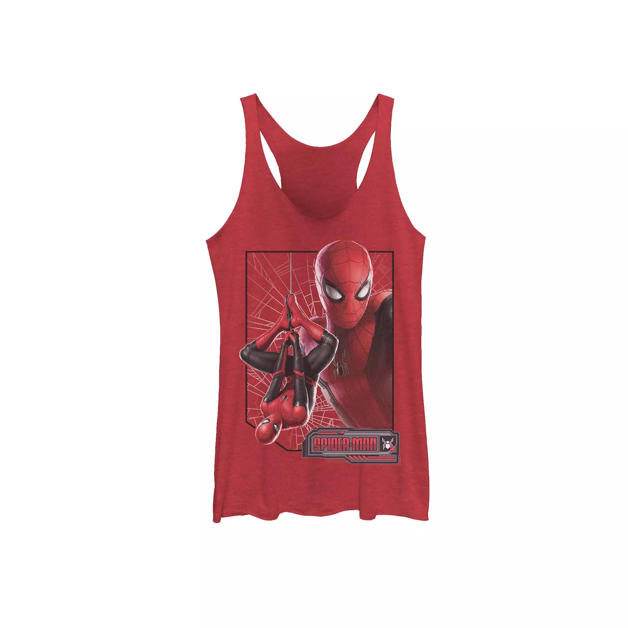 Juniors Marvel Spider-Man Far From Home Poster Graphic Tank Top, Girls Red Grey Product Image
