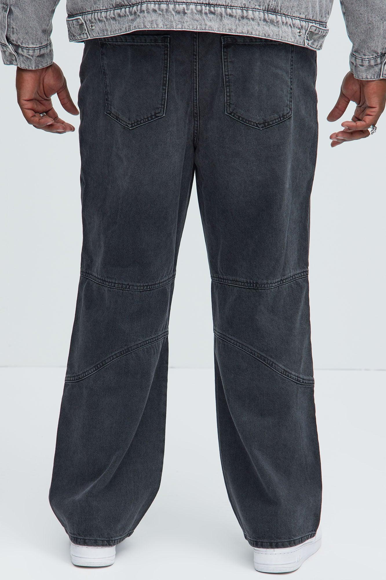 Taj Paneled Straight Jeans - Black Wash Product Image