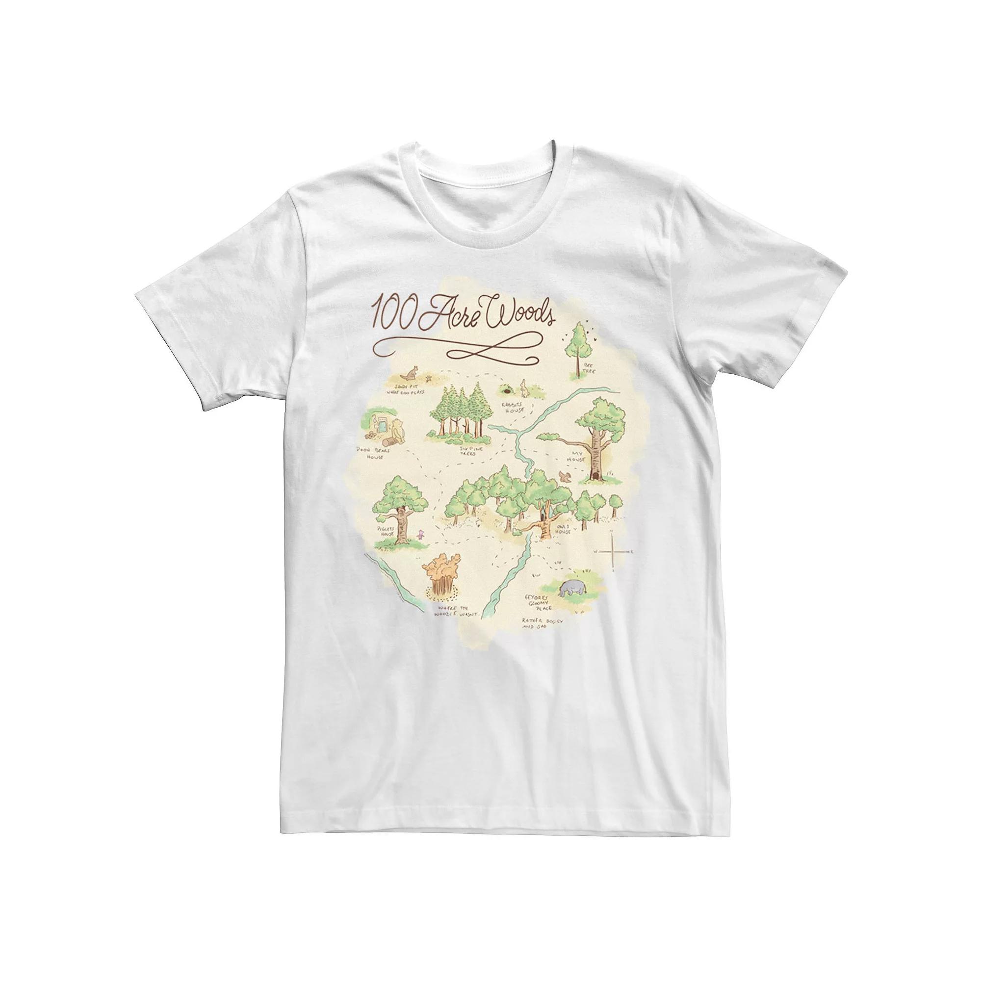 Disney's Winnie The Pooh 100 Acre Woods Map Men's Tee, Size: XXL, White Product Image