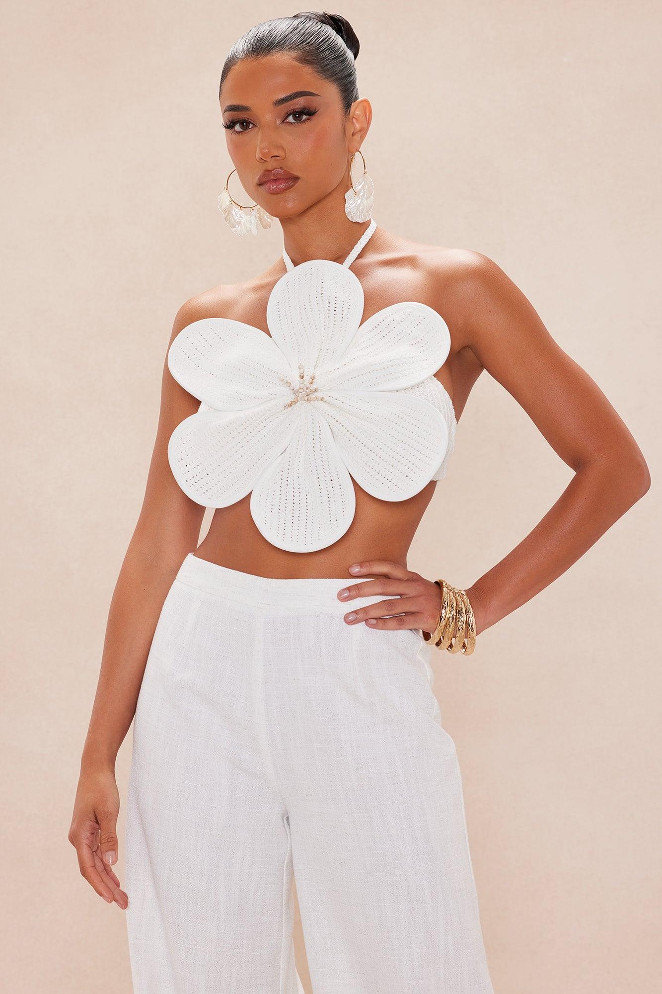 Arriana Linen Pant Set - White/combo Female Product Image