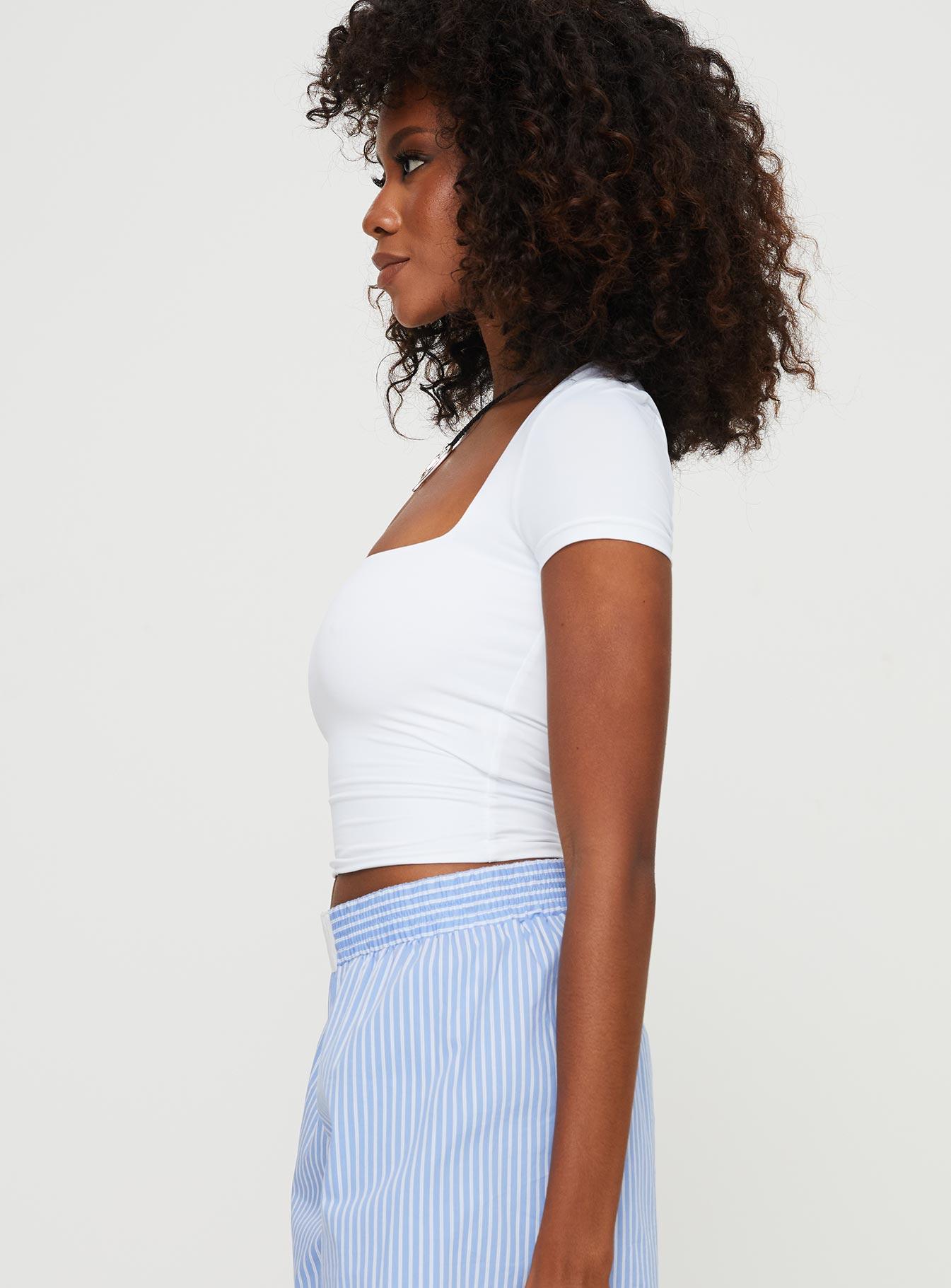 Back In Time Short Sleeve Top White Product Image