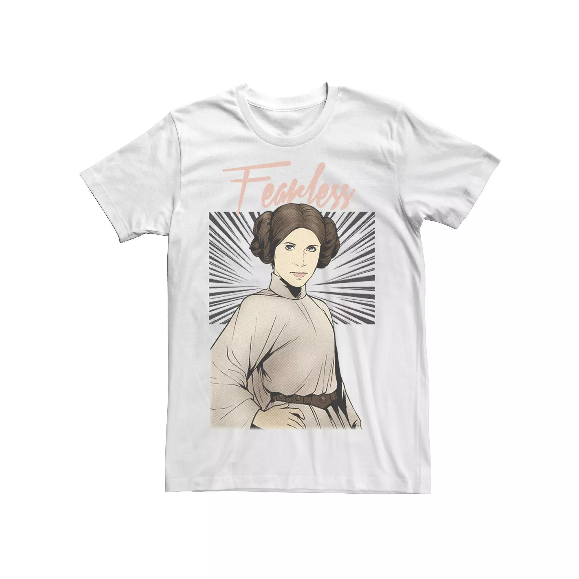 Men's Star Wars Leia Fearless Attitude Pose Comic Tee, Size: Medium, White Product Image