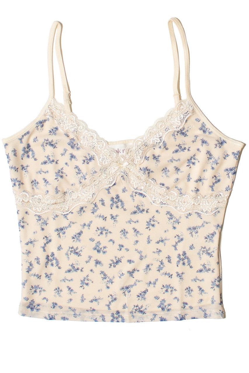 Lace Trim Bow Mesh Tank Top Product Image