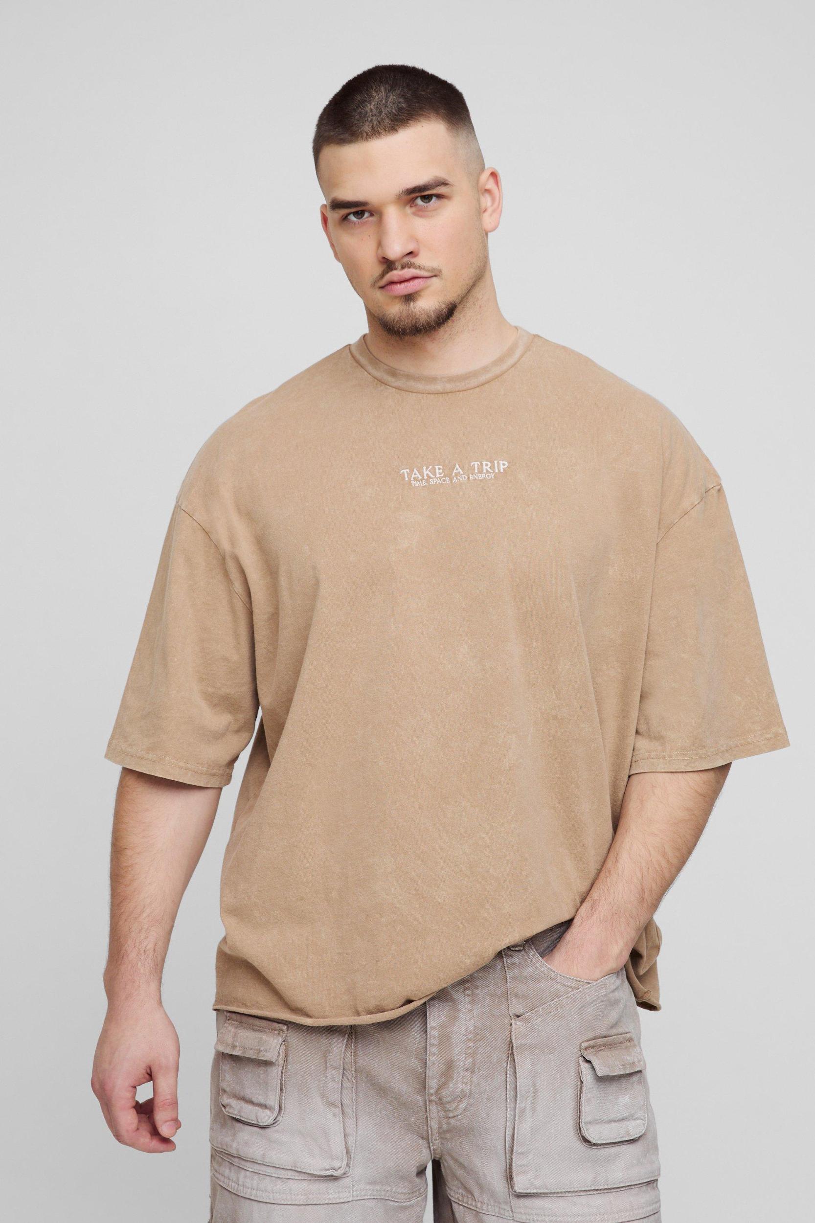 Tall Oversized Boxy Washed Graphic Raw Hem T-shirt | boohooMAN USA Product Image