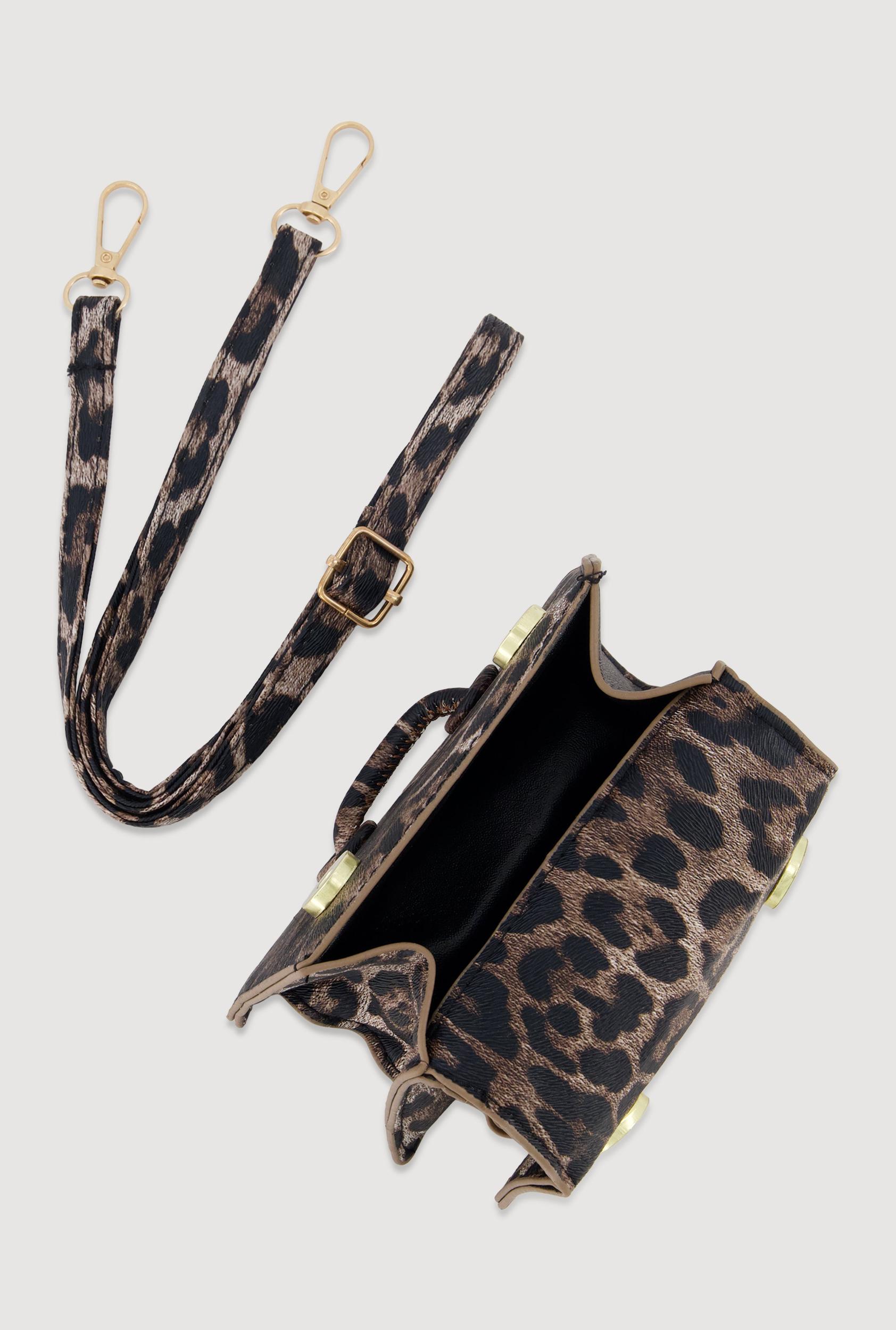 Chic Animal Print Faux Leather Crossbody Bag with Removable Strap Unisex Product Image