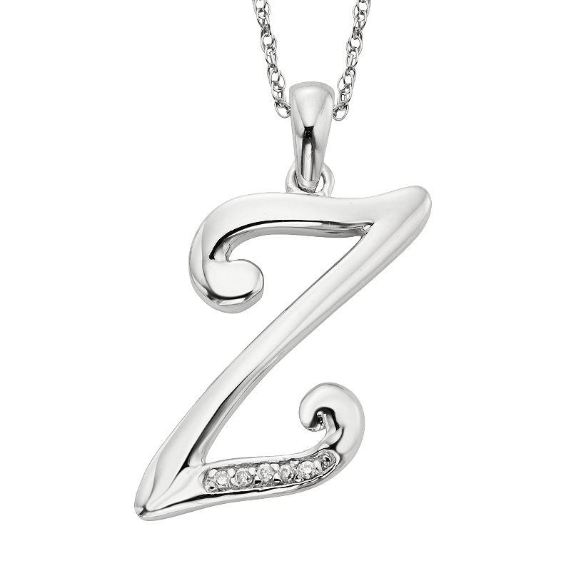 Sterling Silver Diamond Accent Initial Pendant, Women's,  Product Image