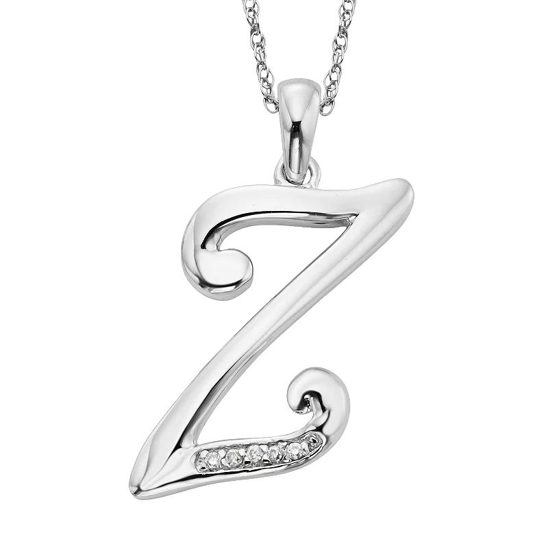 Sterling Silver Diamond Accent Initial Pendant, Women's,  Product Image