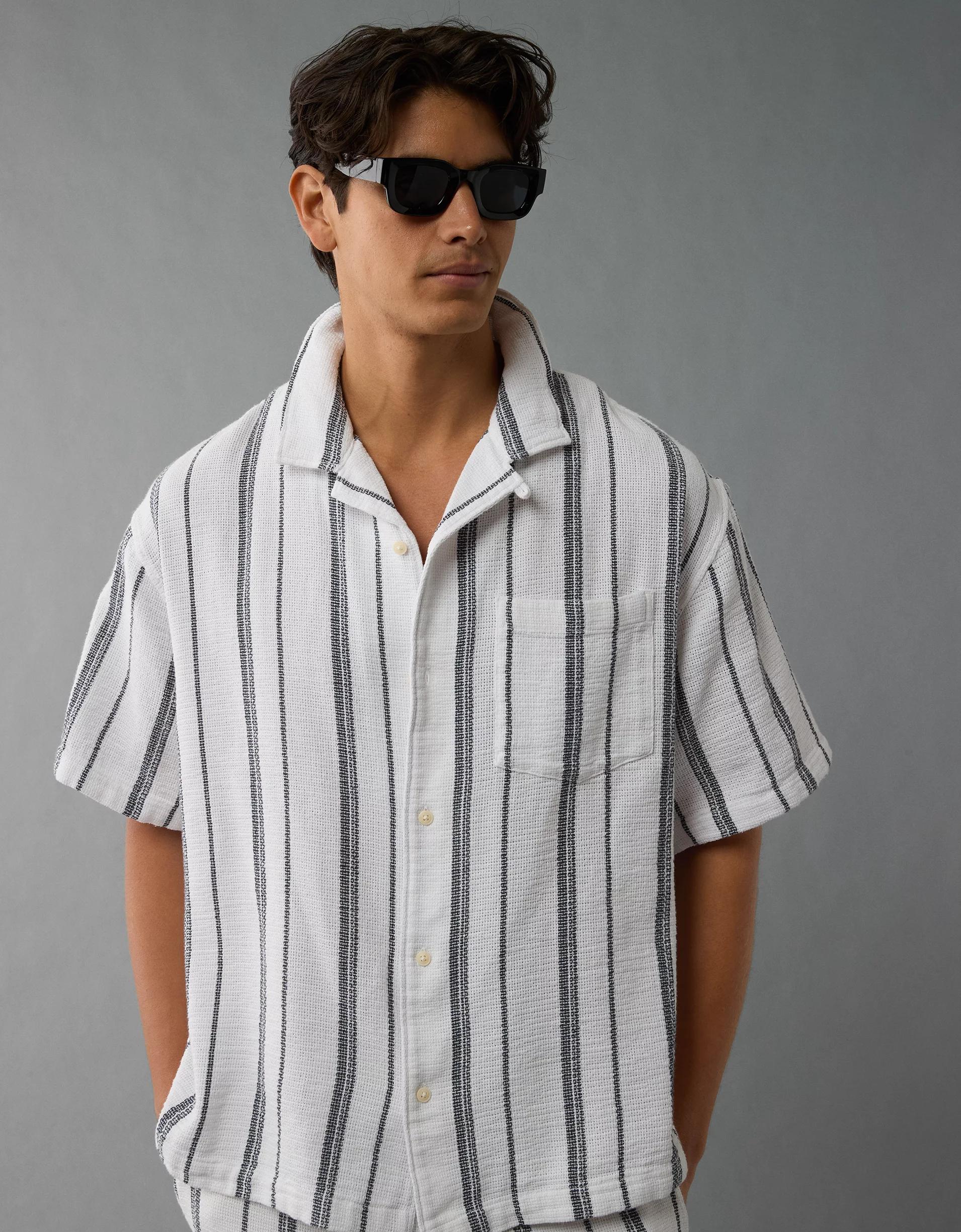 AE Poolside Striped Button-Up Shirt Product Image