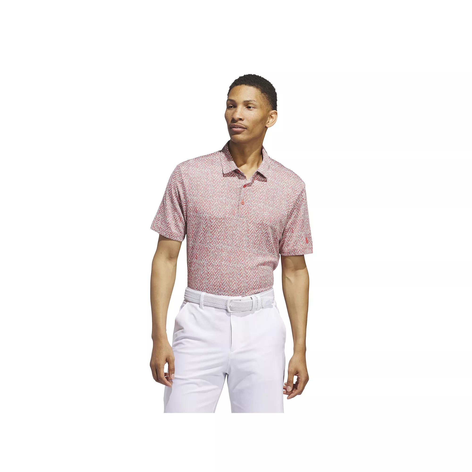 Men's adidas Ultimate365 Jacquard Golf Polo Shirt, Size: XL, Preloved Red Product Image