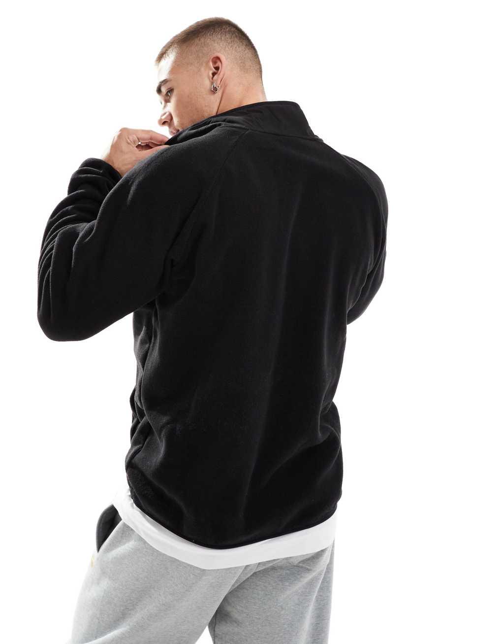 Jack & Jones half zip fleece with nylon panel in black  Product Image